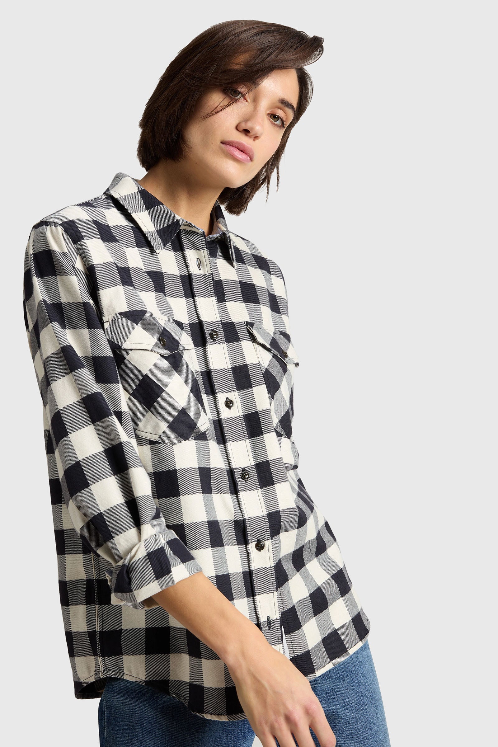 Woolrich Camicia In Flanella Buffalo Check Bianco/nero Donna - 1