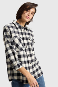 Woolrich Camicia In Flanella Buffalo Check Bianco/nero Donna woolrich