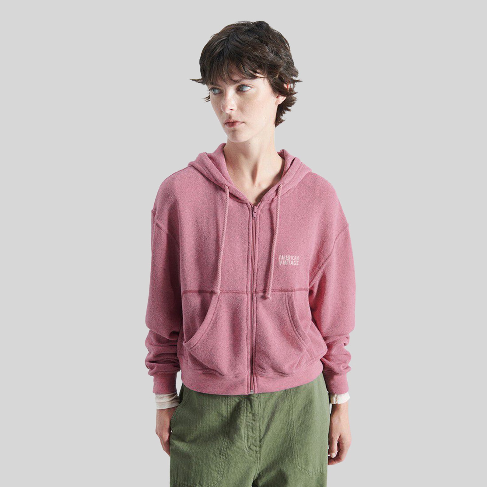 American Vintage Felpa Evona Rosa Melange Donna - 5