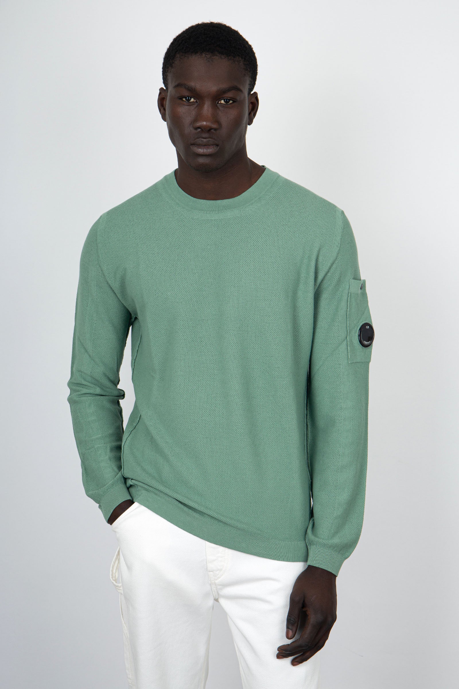C.P. Company Cotton Crepe Green Sweater - 1