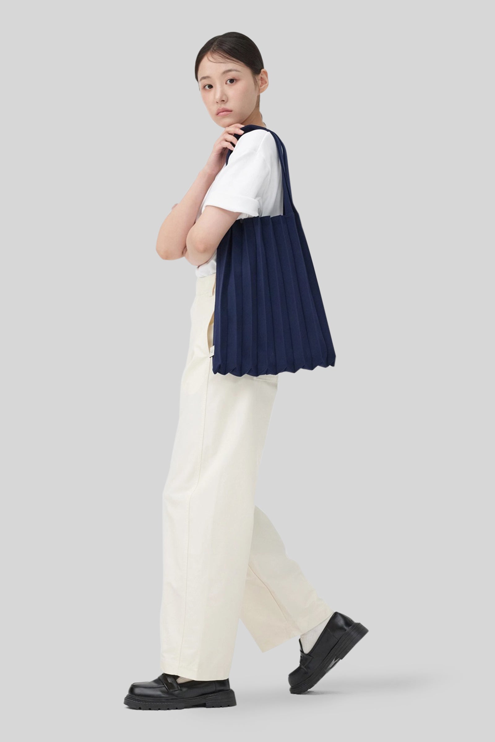 Pleatsmama New Shoulder Bag Blu Navy Donna - 2