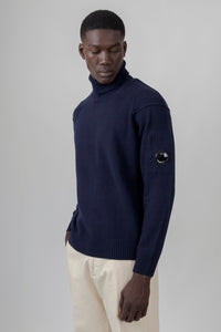 C.p. Company Maglia Lambswool Grs Turtleneck Blu Scuro Uomo c.p. company