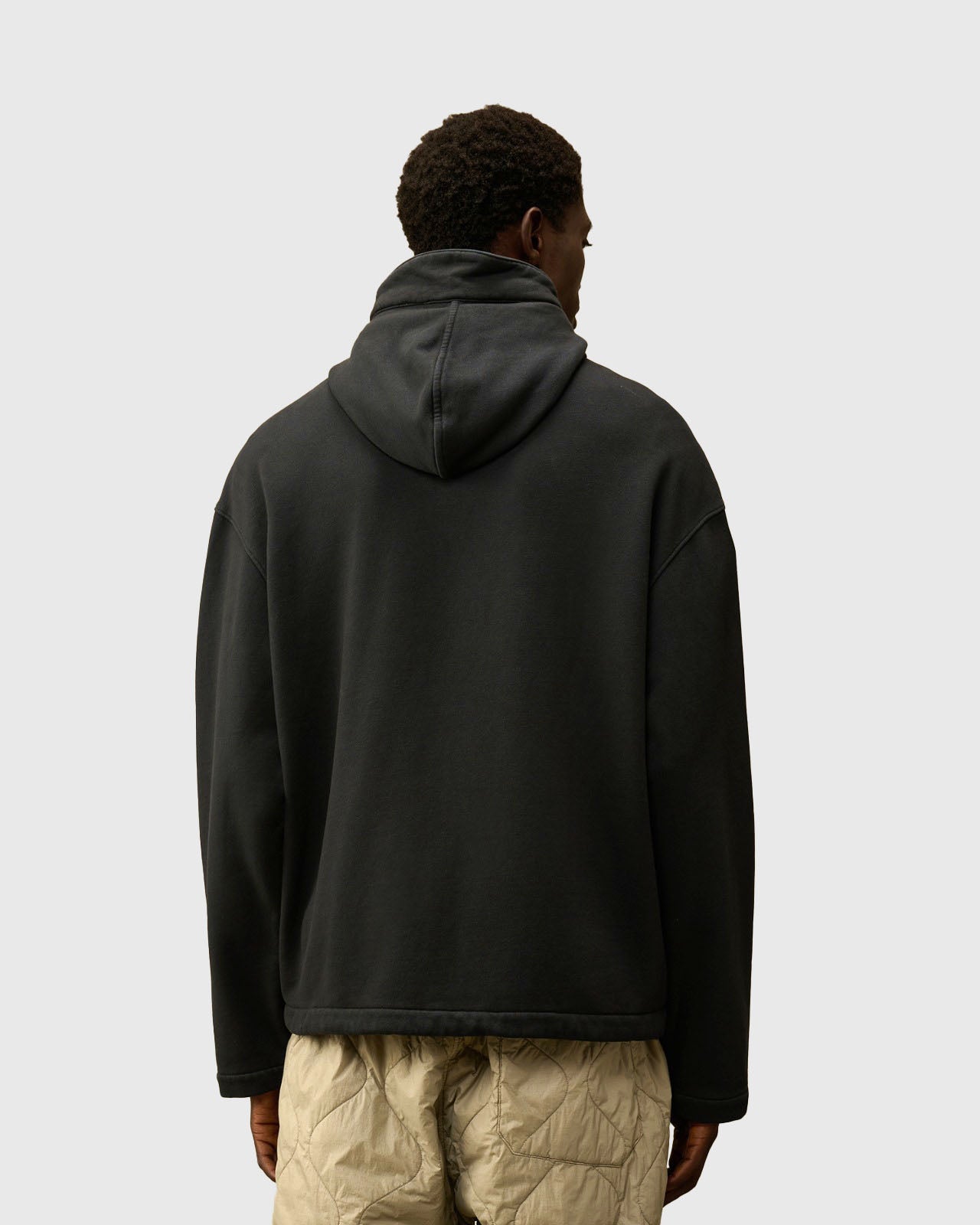 C.p. Company Felpa Brushed And Emerized Diagonal Fleece Hooded Utility Nero Uomo - 3