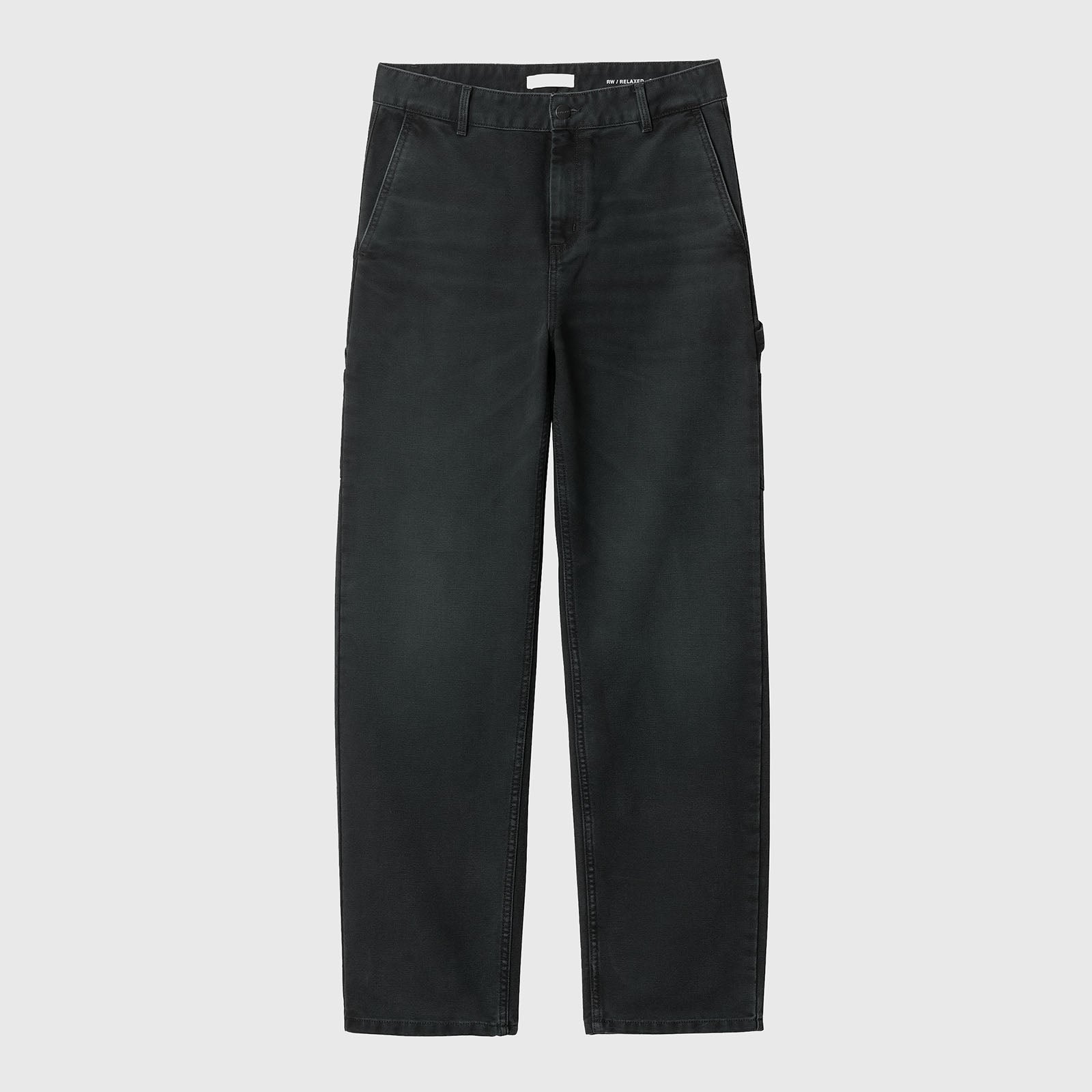 Carhartt Wip W' Pierce Pant Straight 'dearborn' Canvas Nero Donna - 3