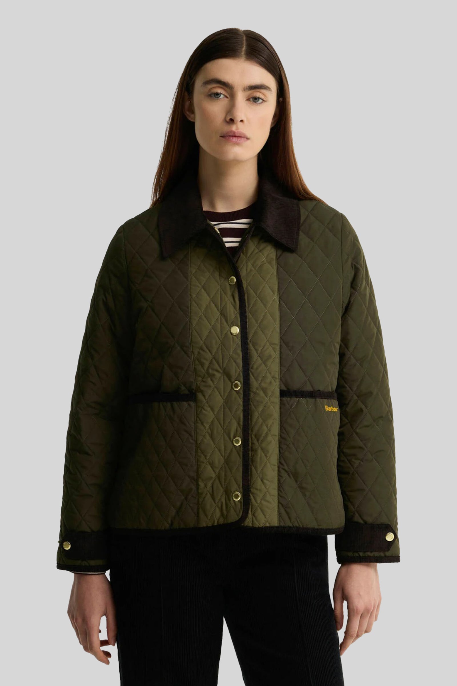 Barbour Ainsdale Quilted Jacket Verde Oliva Donna - 1