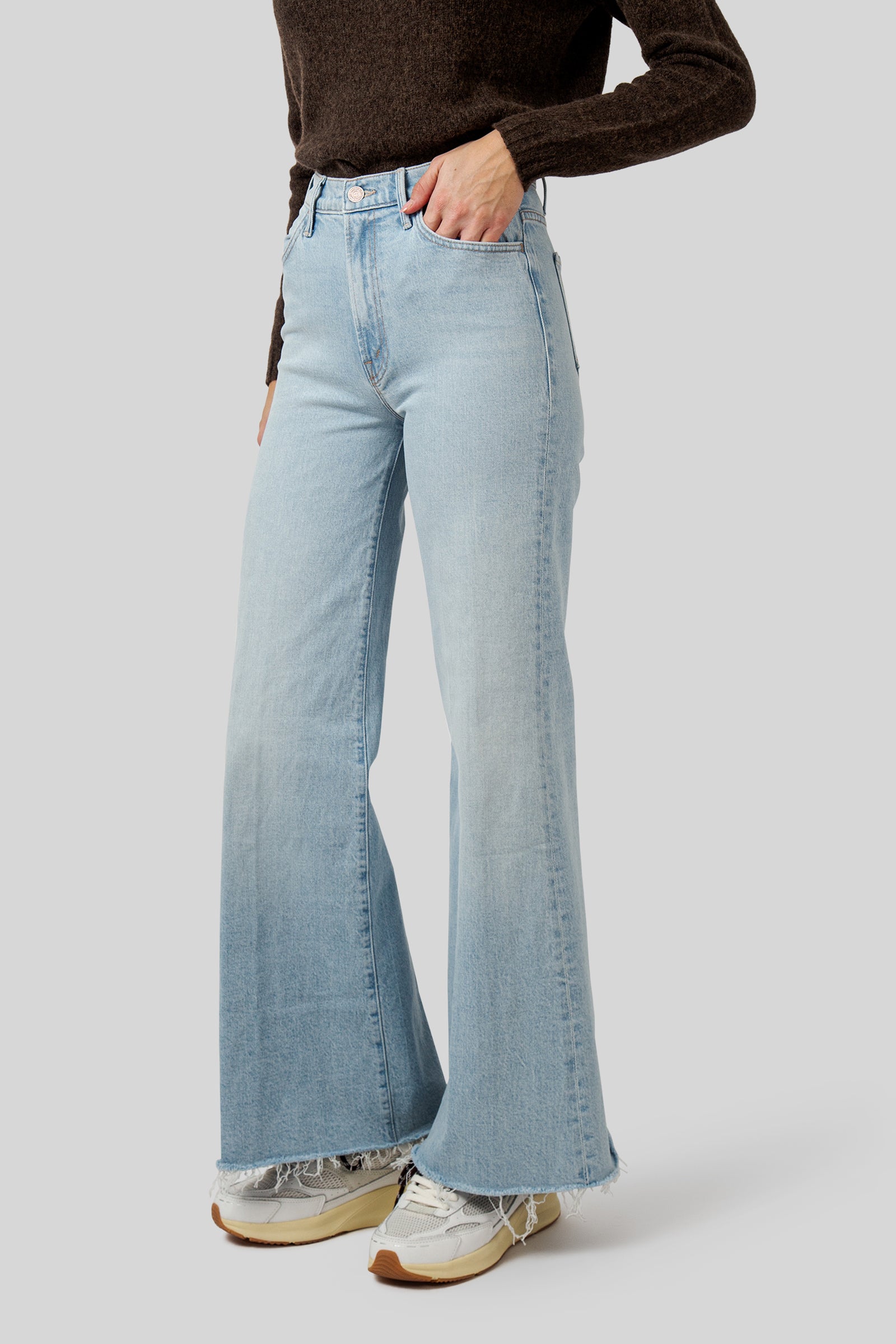Mother Jeans The Hustler Roller Skimp Fray Blu Chiaro Donna - 1