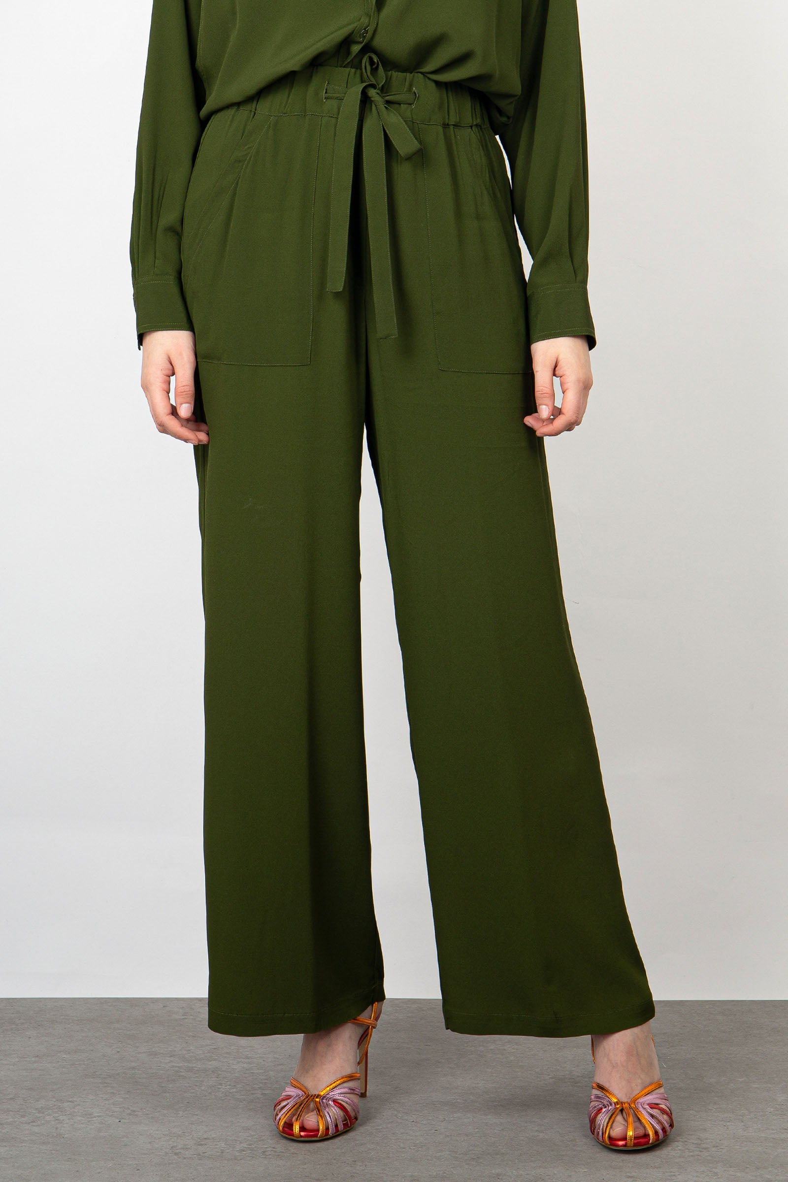 SemiCouture Vanda Silk Trousers Green - 1