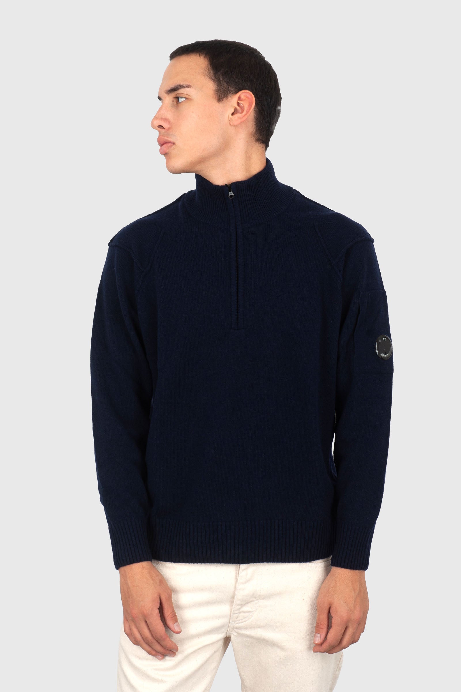 C.p. Company Maglia Lambswool Grs Half Zipped Blu Scuro Uomo - 1