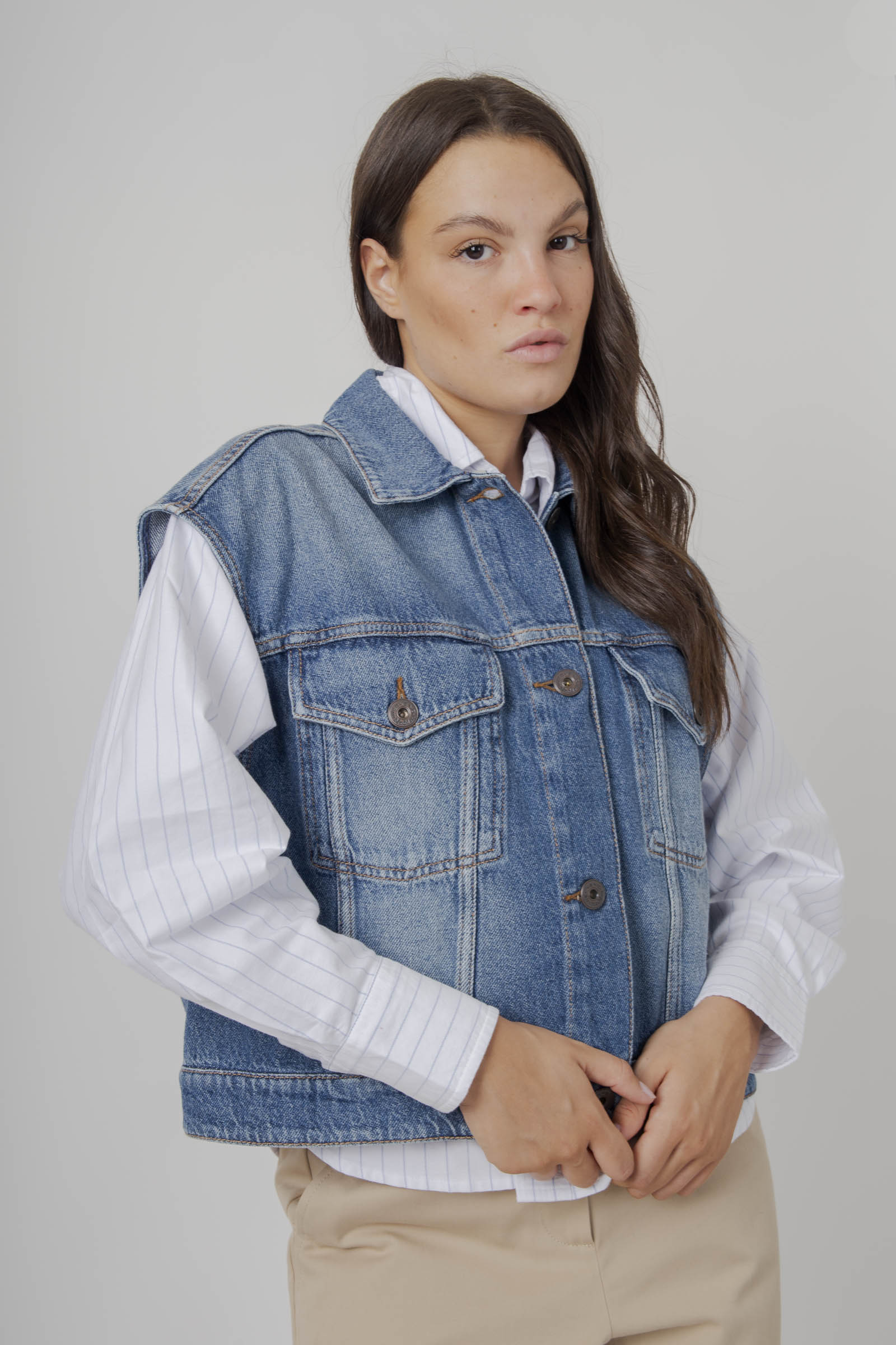 Max Mara Weekend Gilet In Denim Mappa Blu Medio Donna - 7