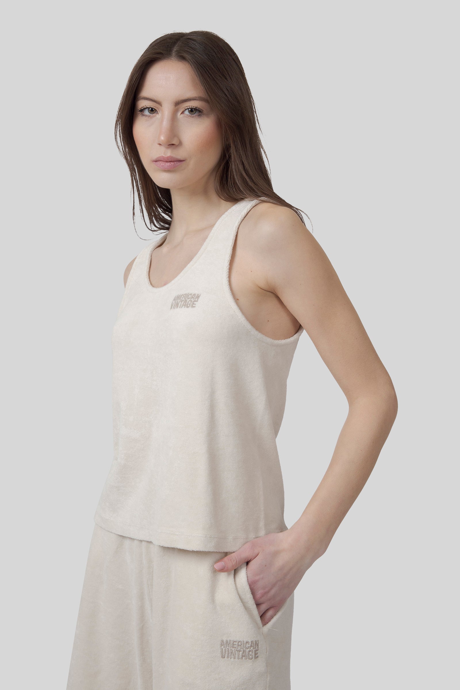 American Vintage Canotta Fuxow Ecru Donna - 3