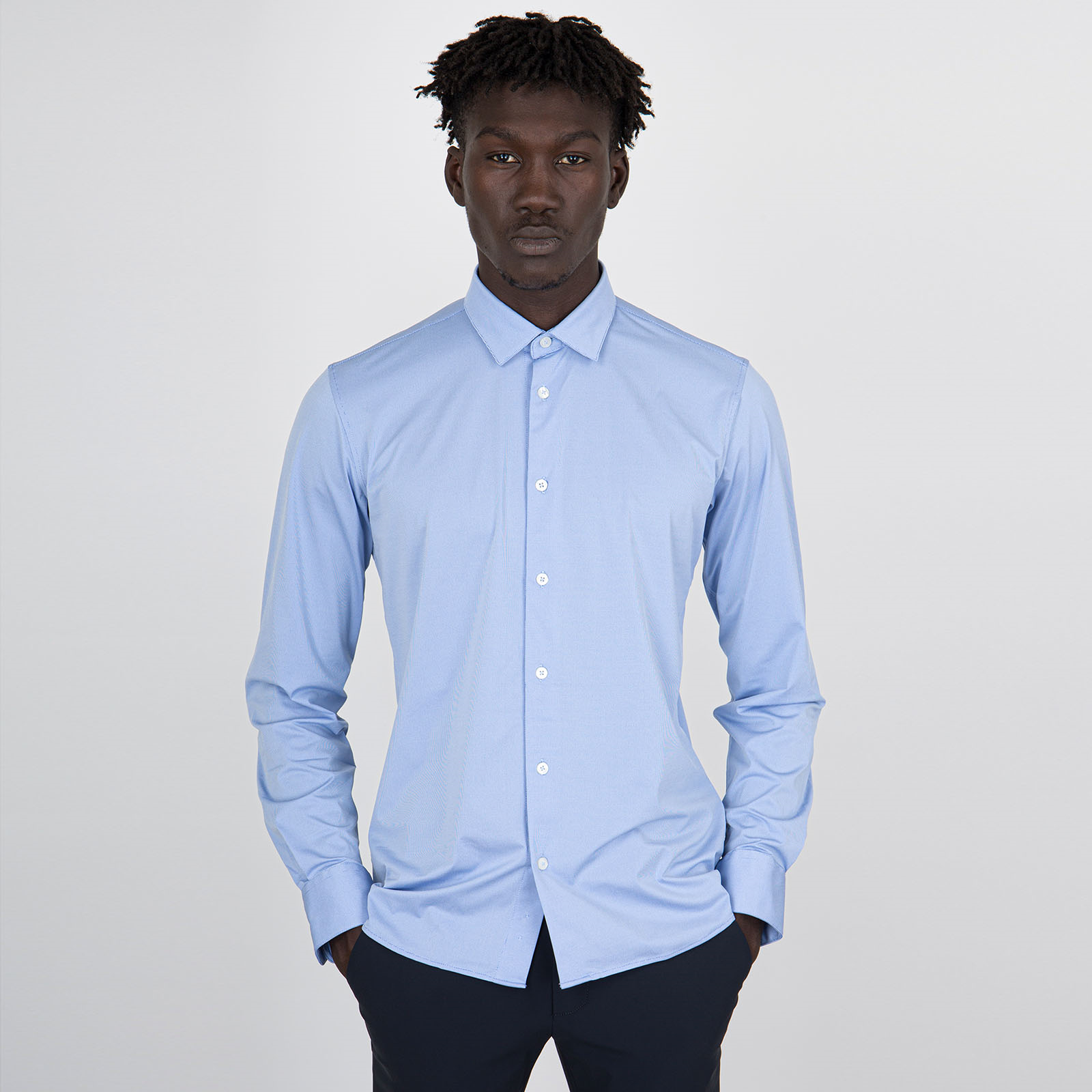 Rrd Oxford Jacquard Open Shirt Azzurro Uomo - 7