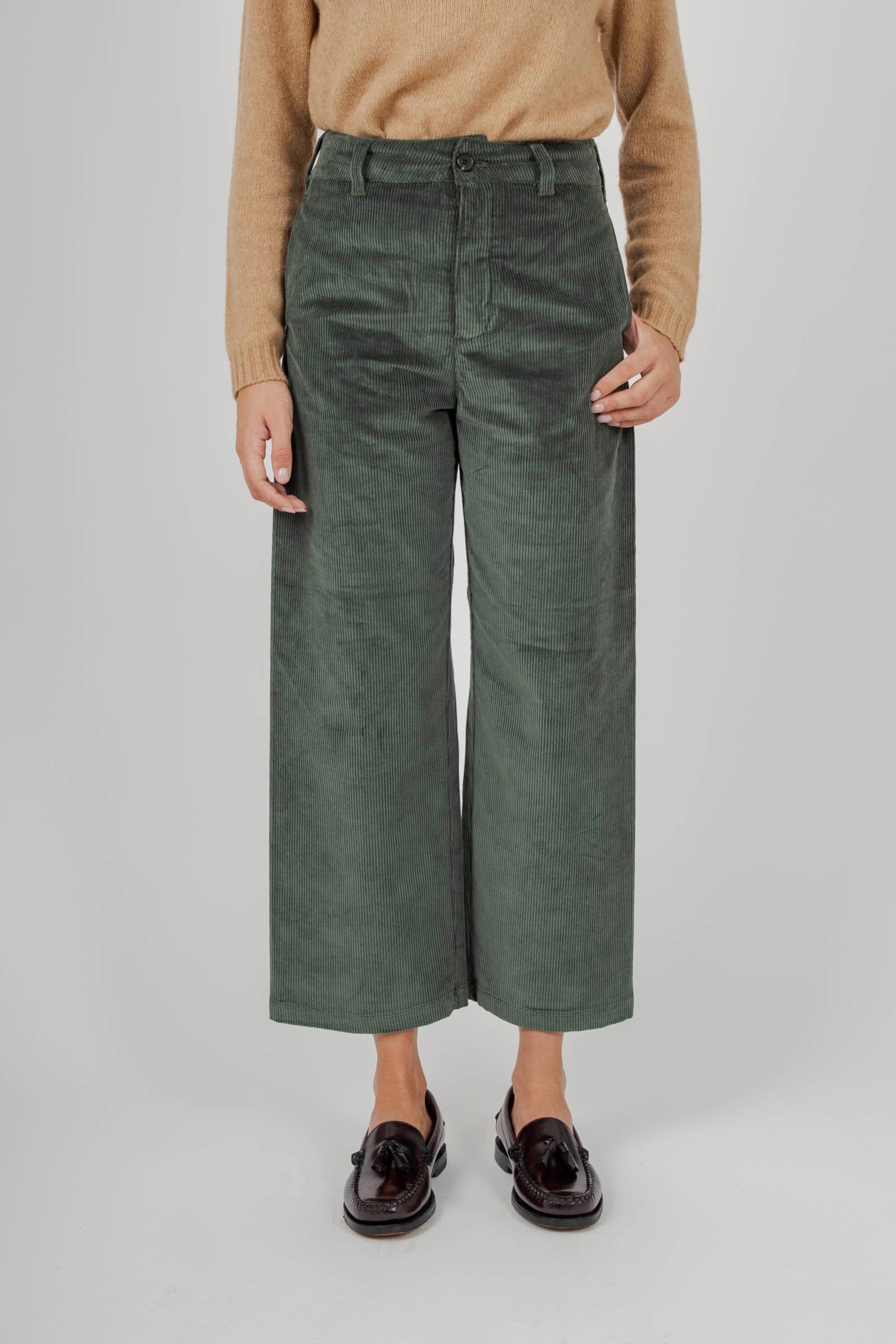 Department Five Pantalone Due Velluto Verde Donna - 5