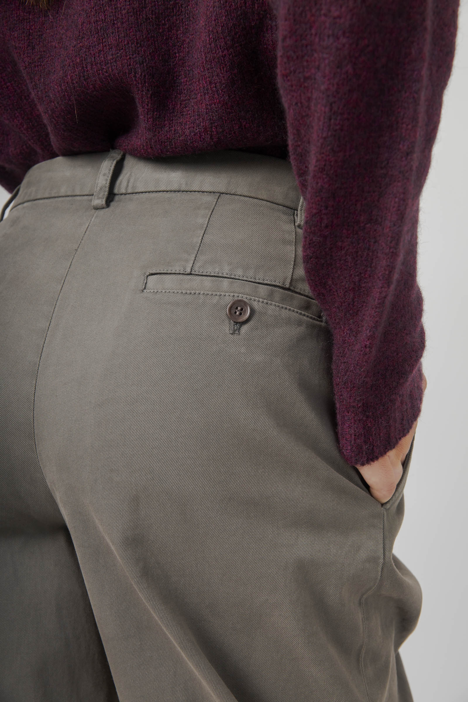 Aspesi Pantalone In Gabardina Di Cotone Grigio Donna - 6