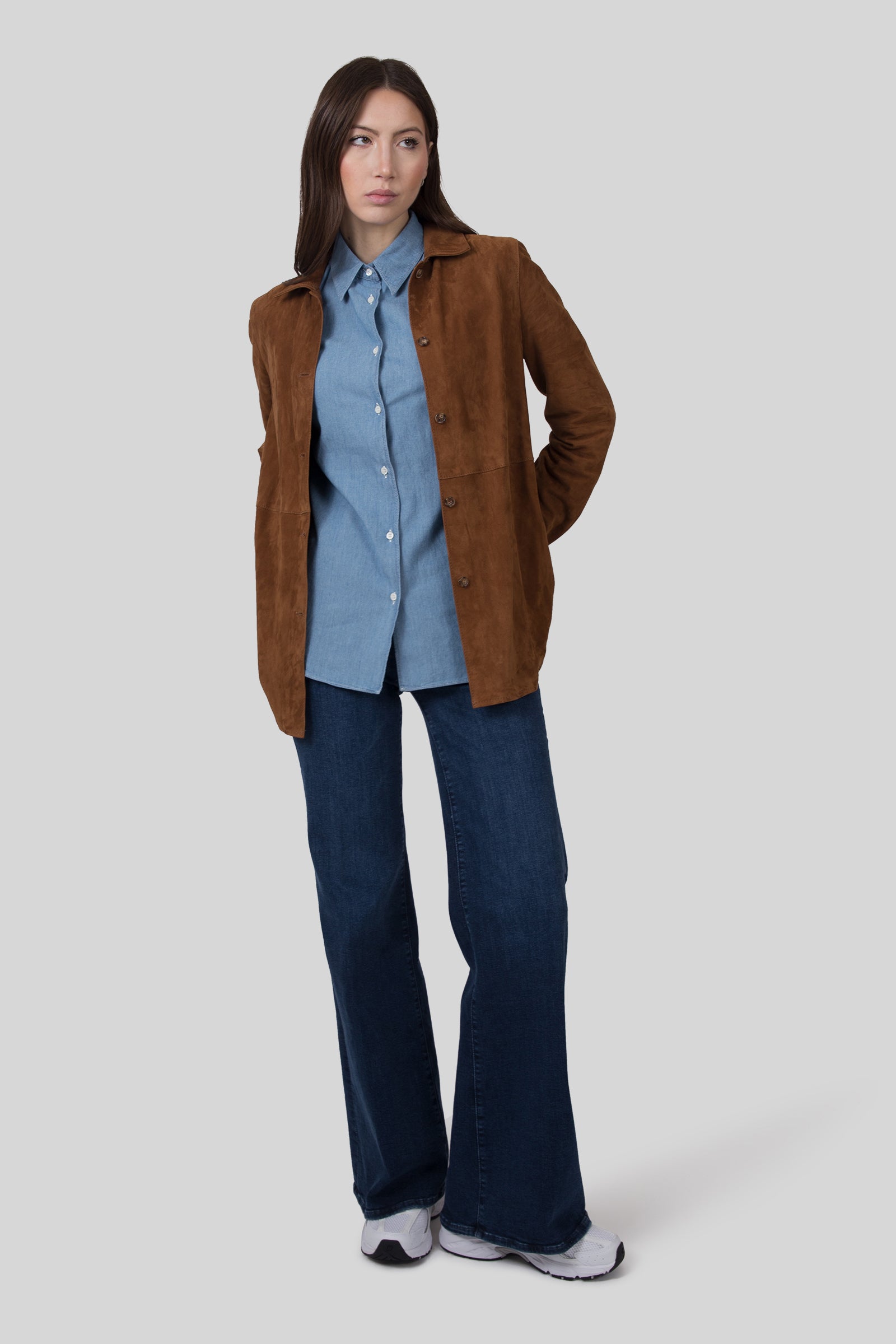 Aspesi Camicia In Popeline Di Cotone Denim Chiaro Donna - 7