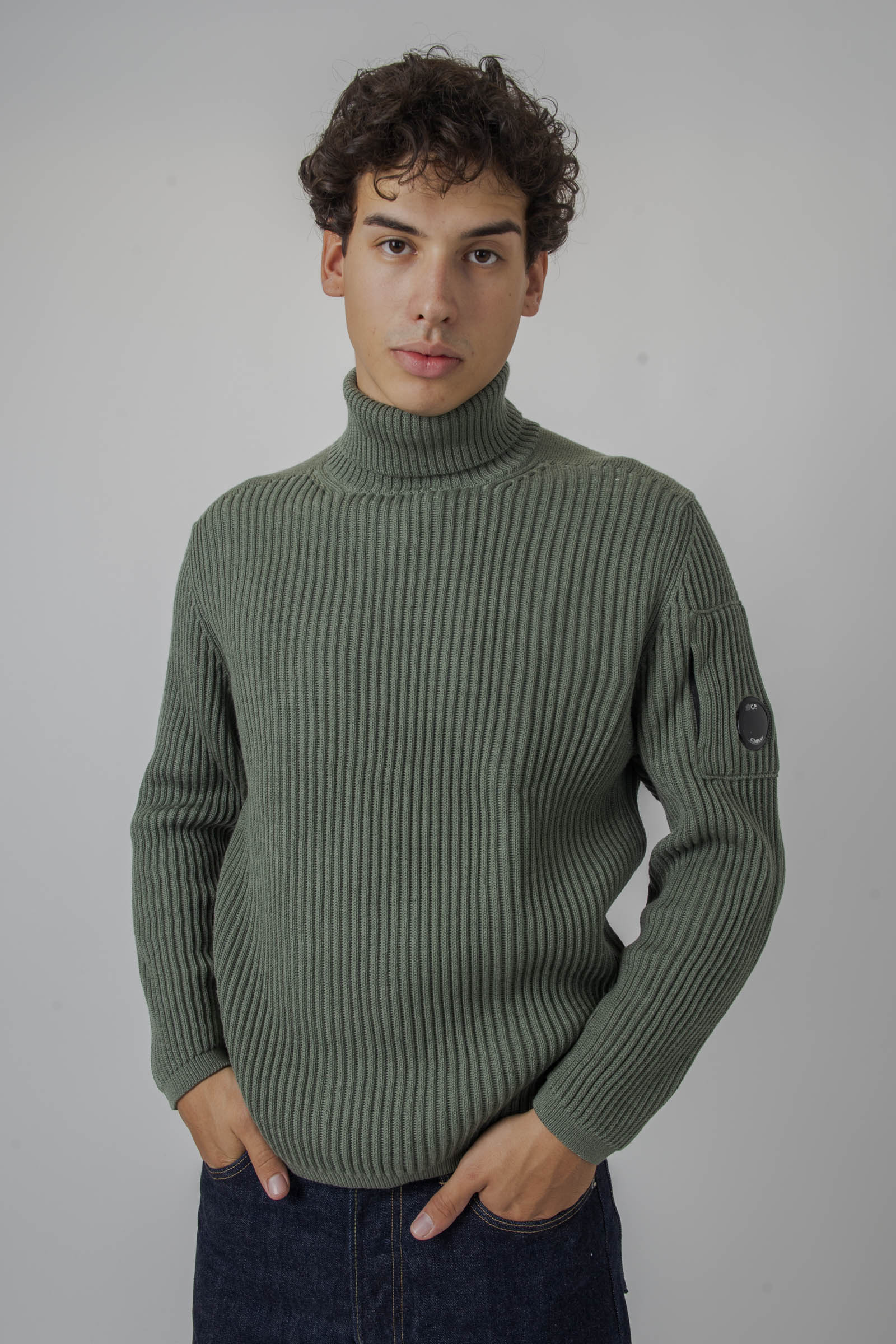 Company Maglia In Re-wool Turtleneck Verde Salvia Uomo