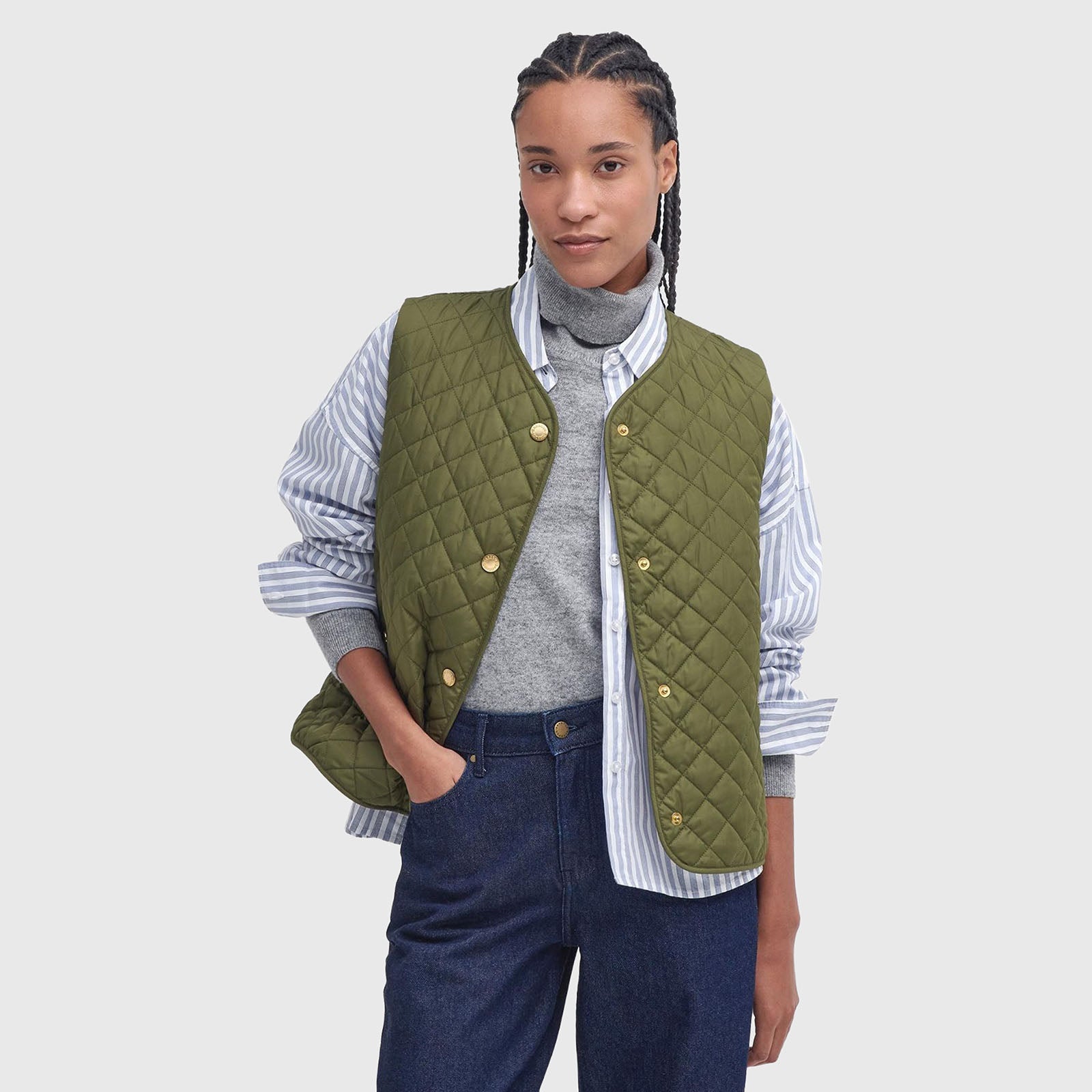 Barbour Gilet Trapuntato Lorelei Verde Oliva Donna - 8