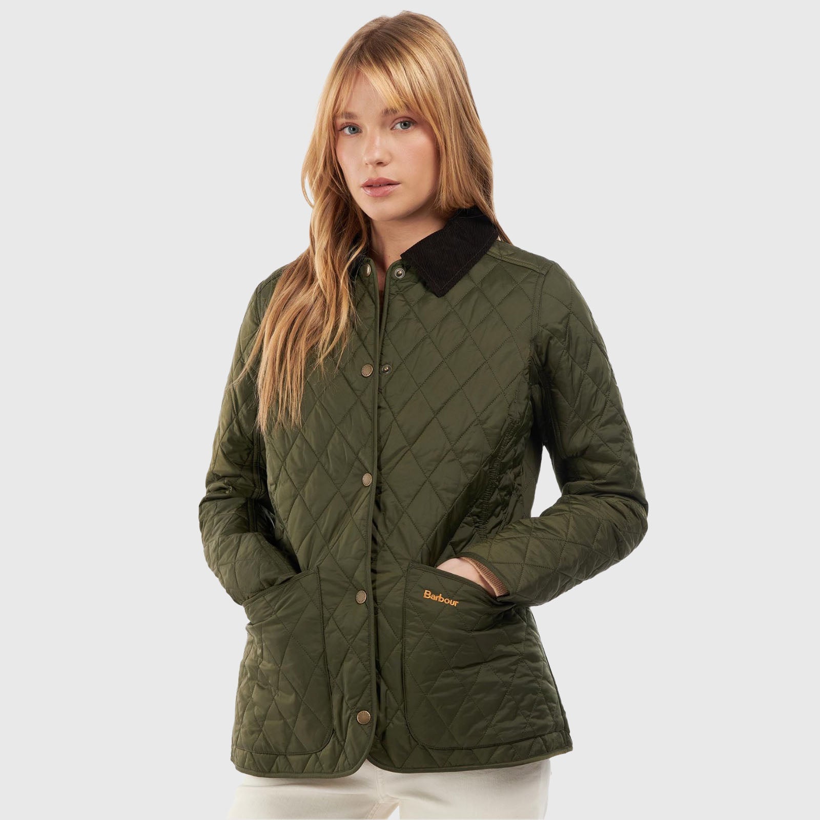 Barbour Annandale Quilted Jacket in Synthetic Olive Green - 6