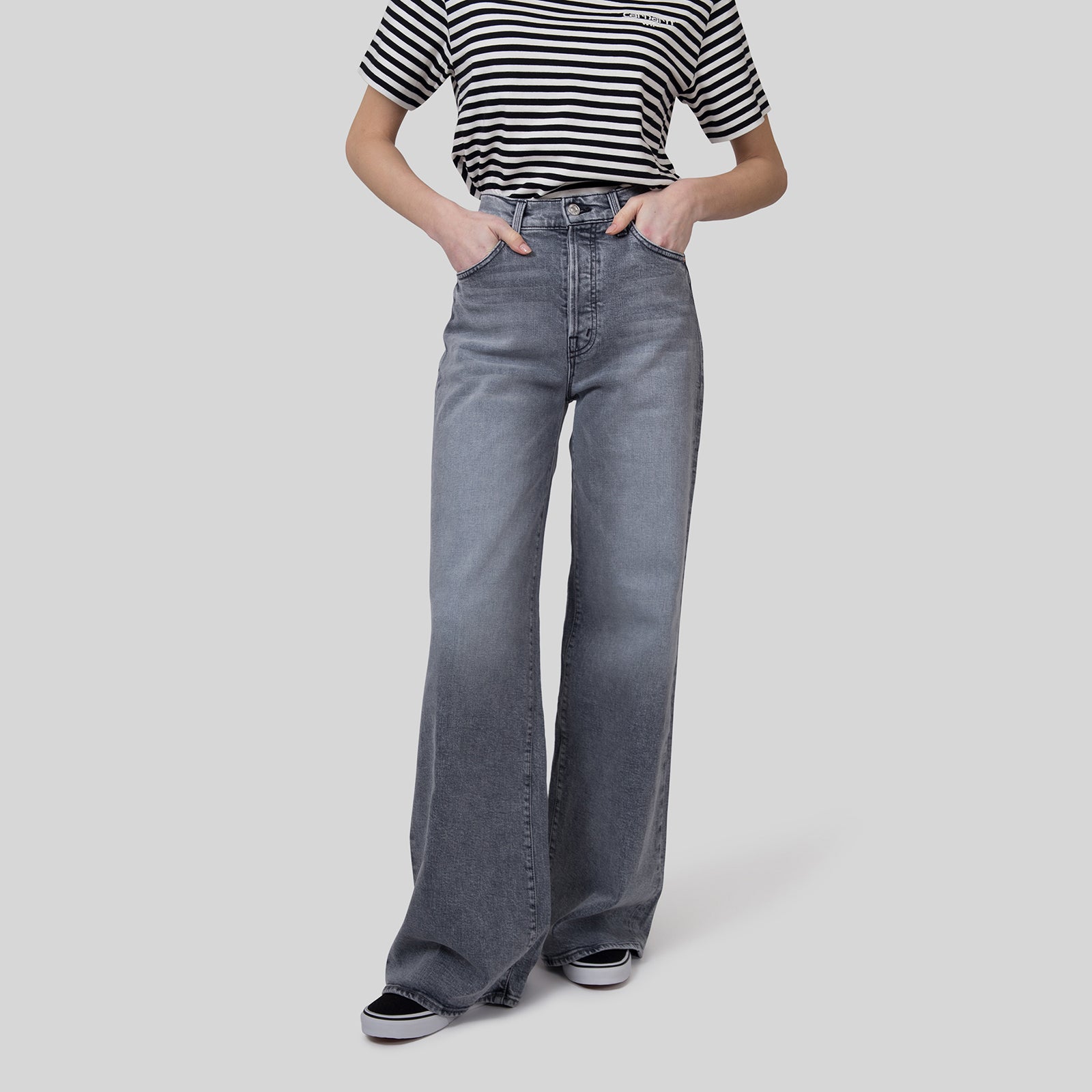 Mother Jeans The Ditcher Roller Sneak Grigio Chiaro Donna - 7