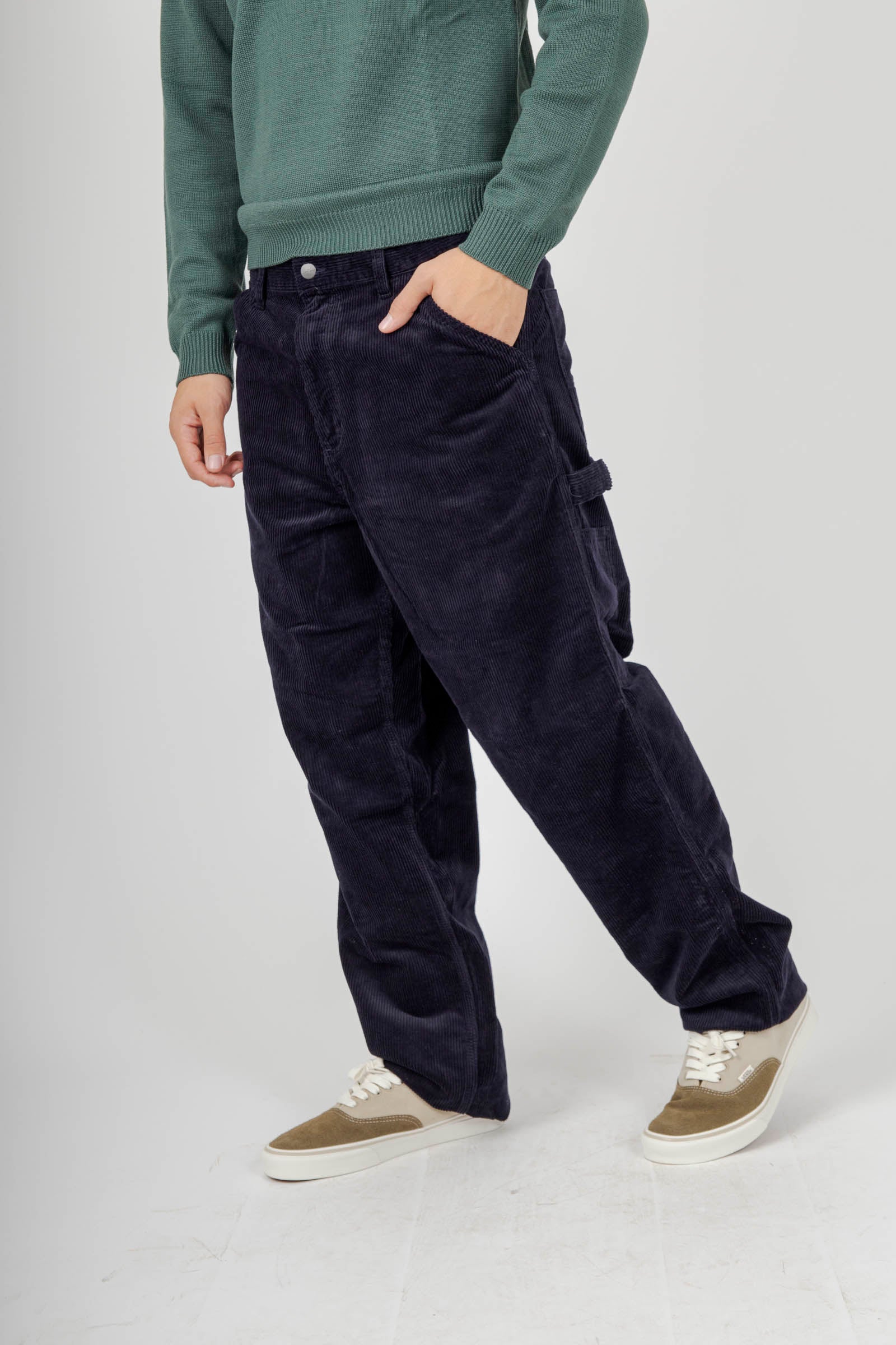 Carhartt Wip Single Knee Pant Corduroy Blu Scuro Uomo - 6