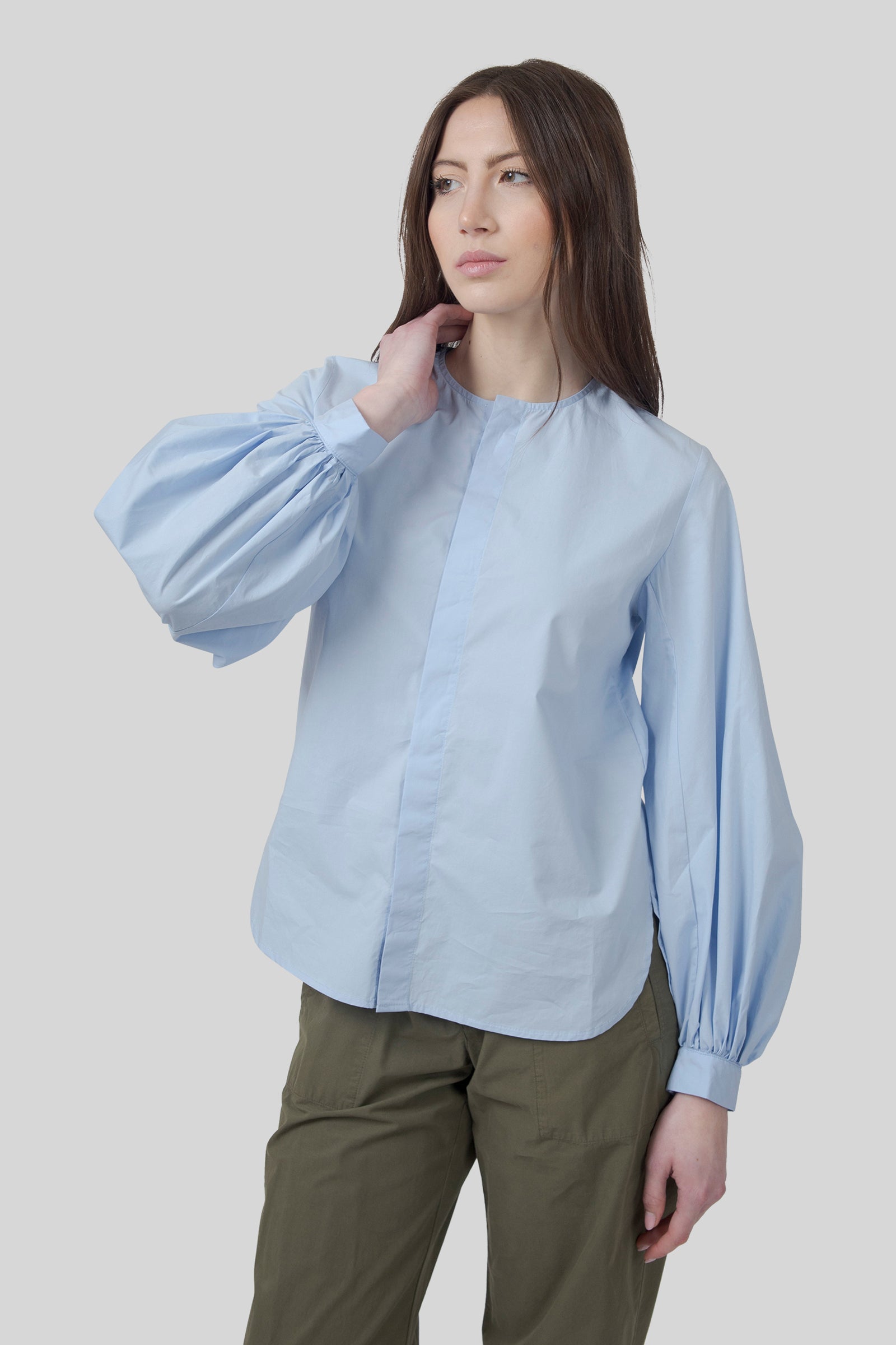 Roberto Collina Camicia Coreana Azzurro Donna - 1
