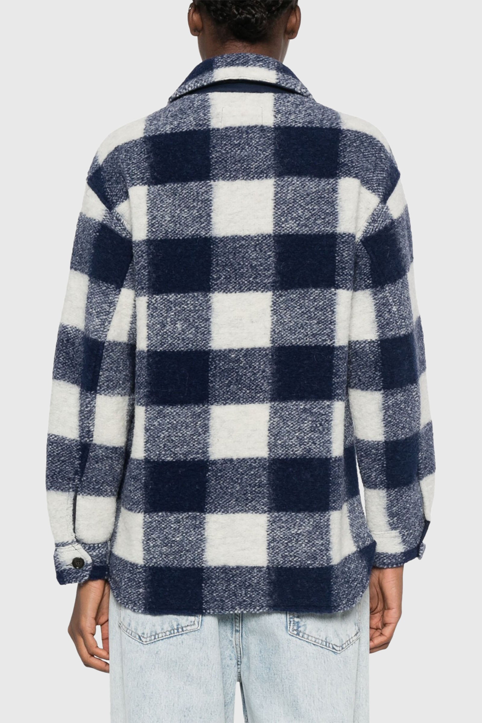 Woolrich Overshirt Gentry Check In Misto Lana Bianco/blu Donna - 3