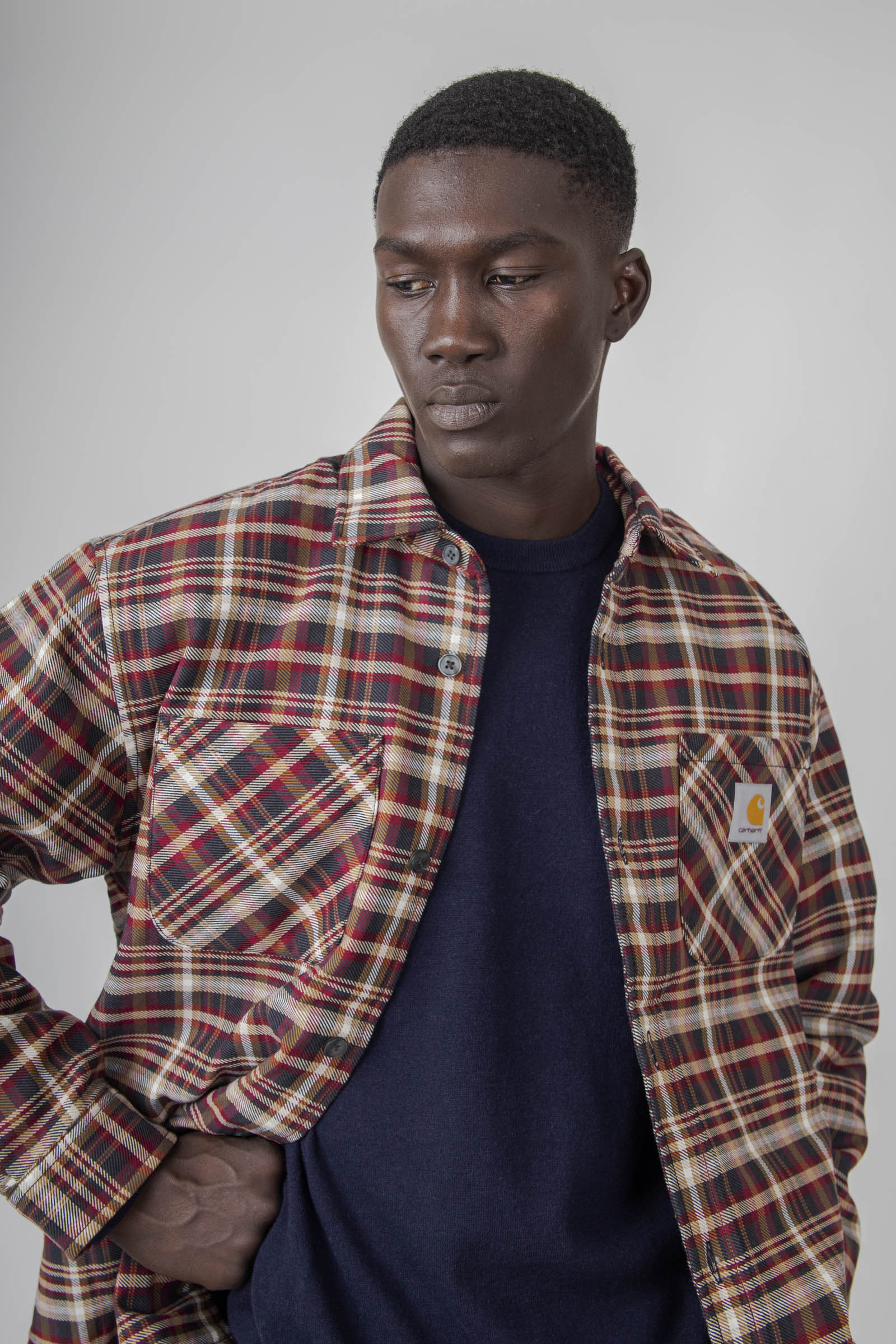 Carhartt Wip Cronyn Shirt Jac Check Beige/bordeaux Uomo - 1