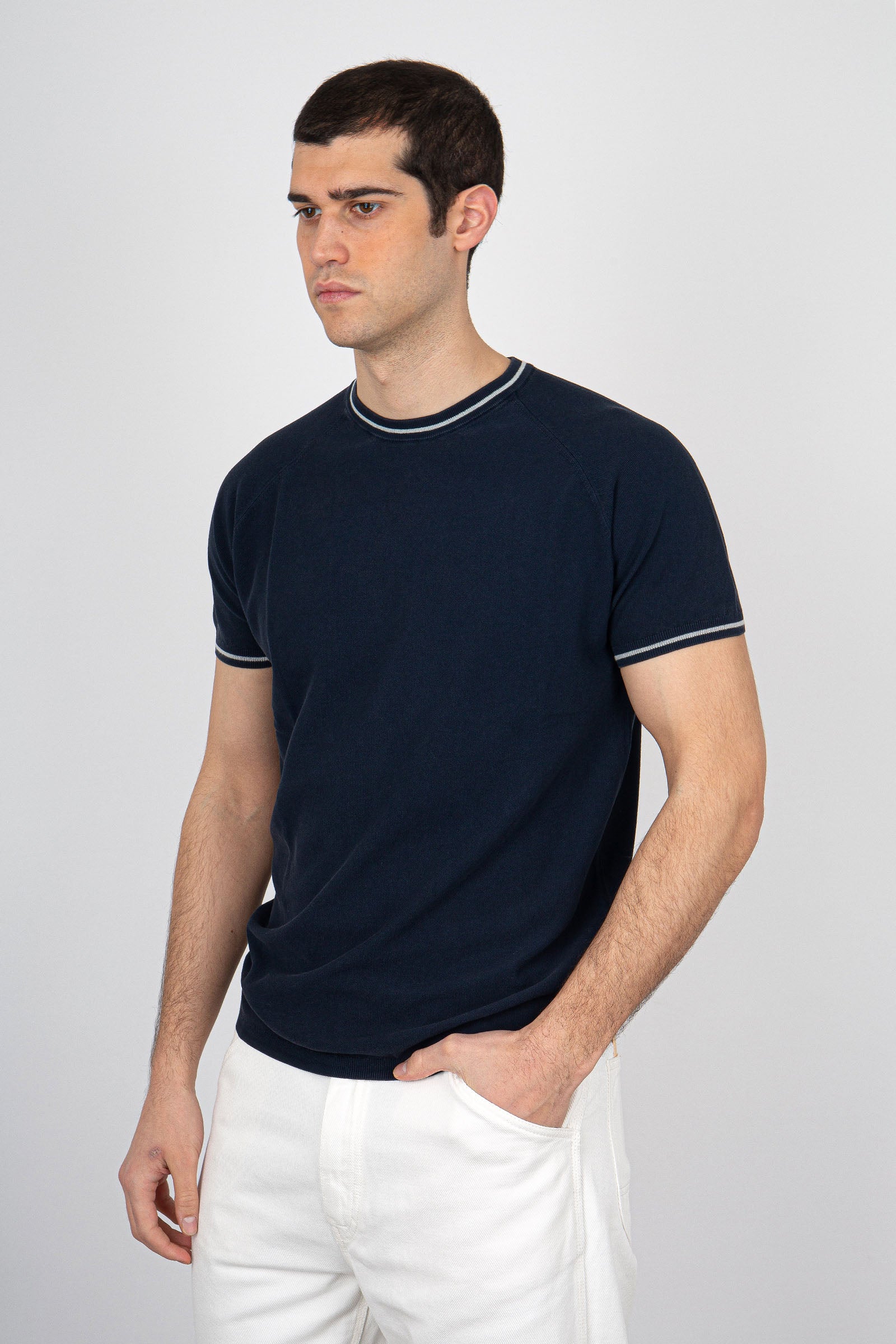 Aspesi T-Shirt Maglia di Cotone Blu - 3