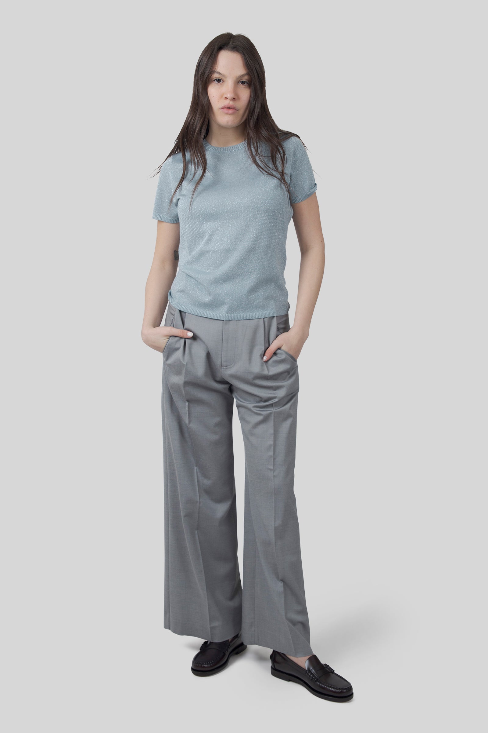 Absolut Cashmere Maglia Maria Glitter Verde Acqua Donna - 2