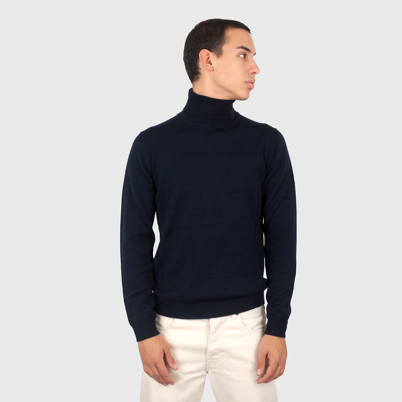 Roberto Collina Maglia Dolcevita Blu Navy Uomo - 6