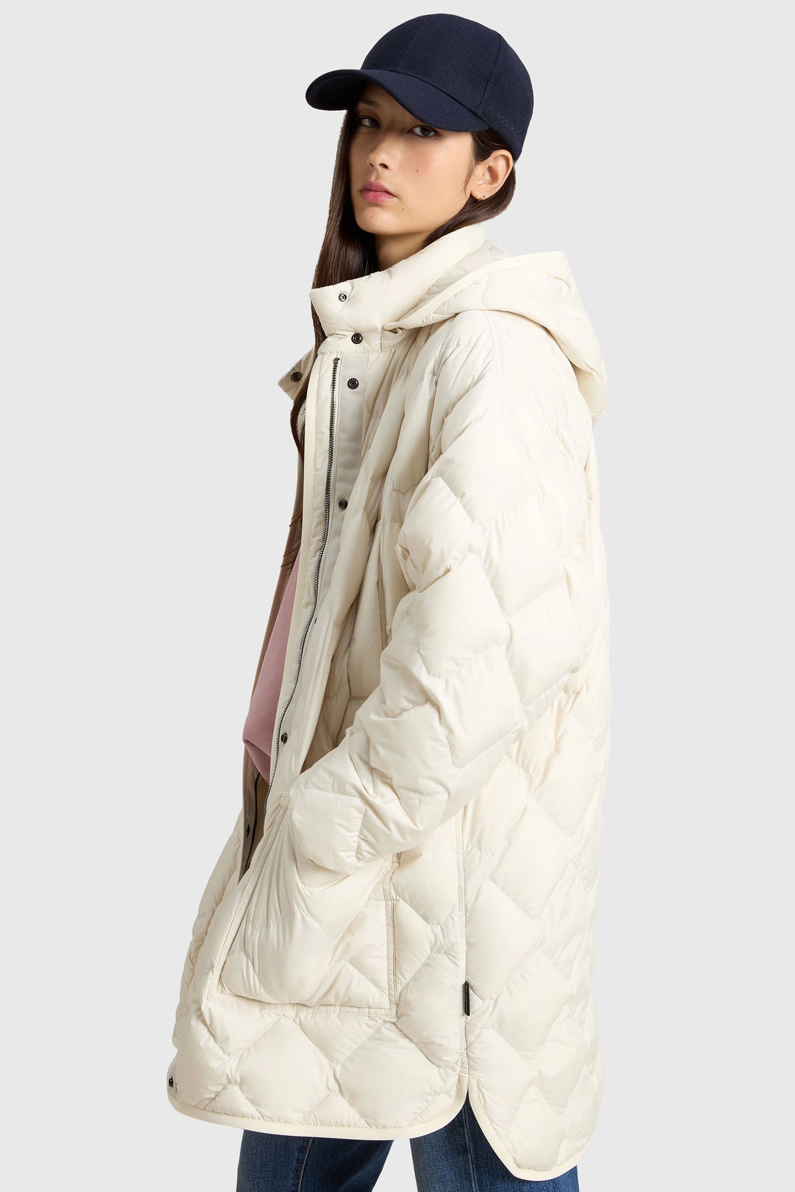 Woolrich Giacca A Mantella Heritage Con Cappuccio Removibile Crema Donna - 2