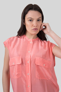 Tela Camicia In Seta Habotai Samba Rosa Donna tela