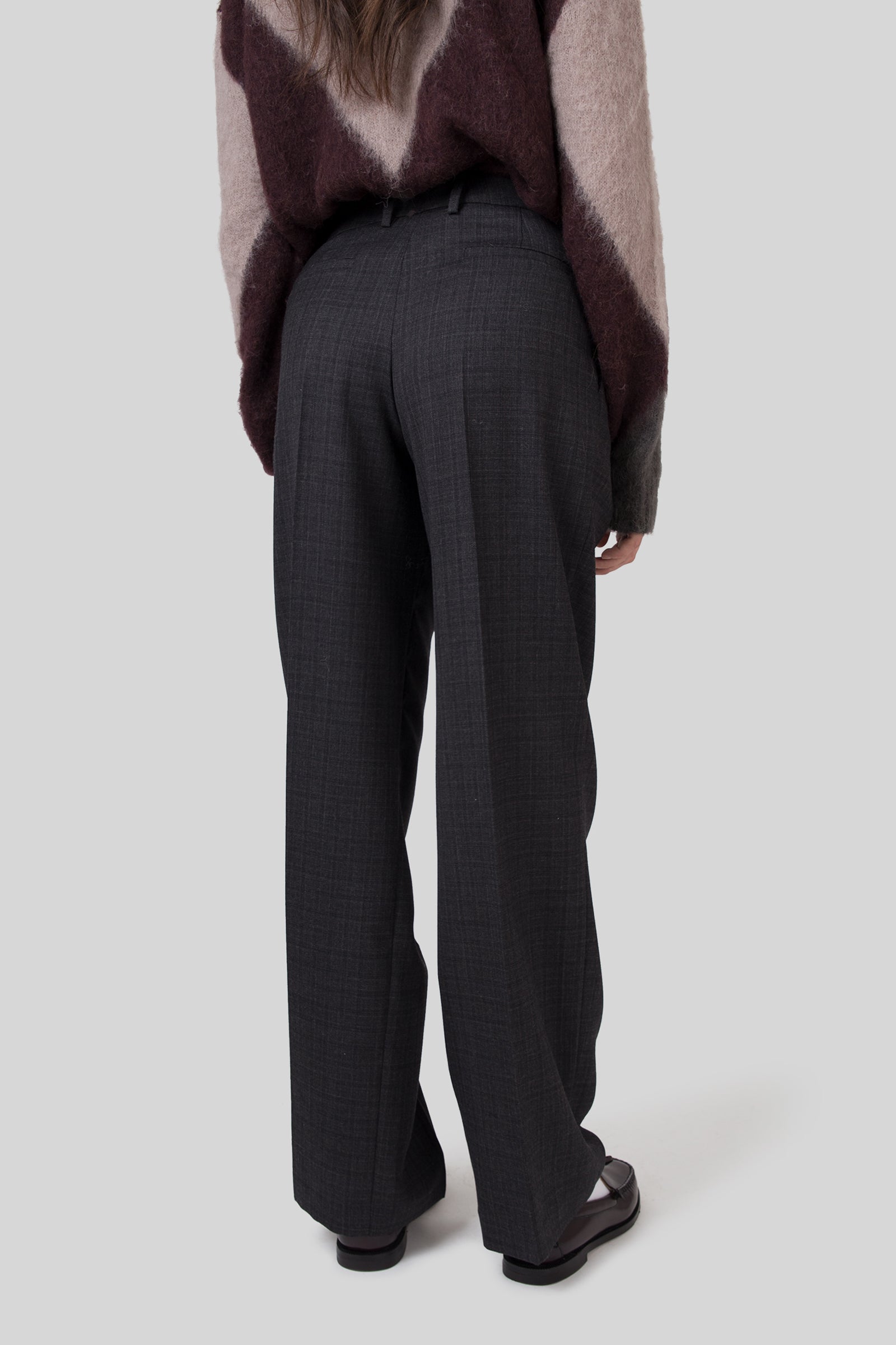 Grifoni Pantalone Lana Check Antracite Donna - 6