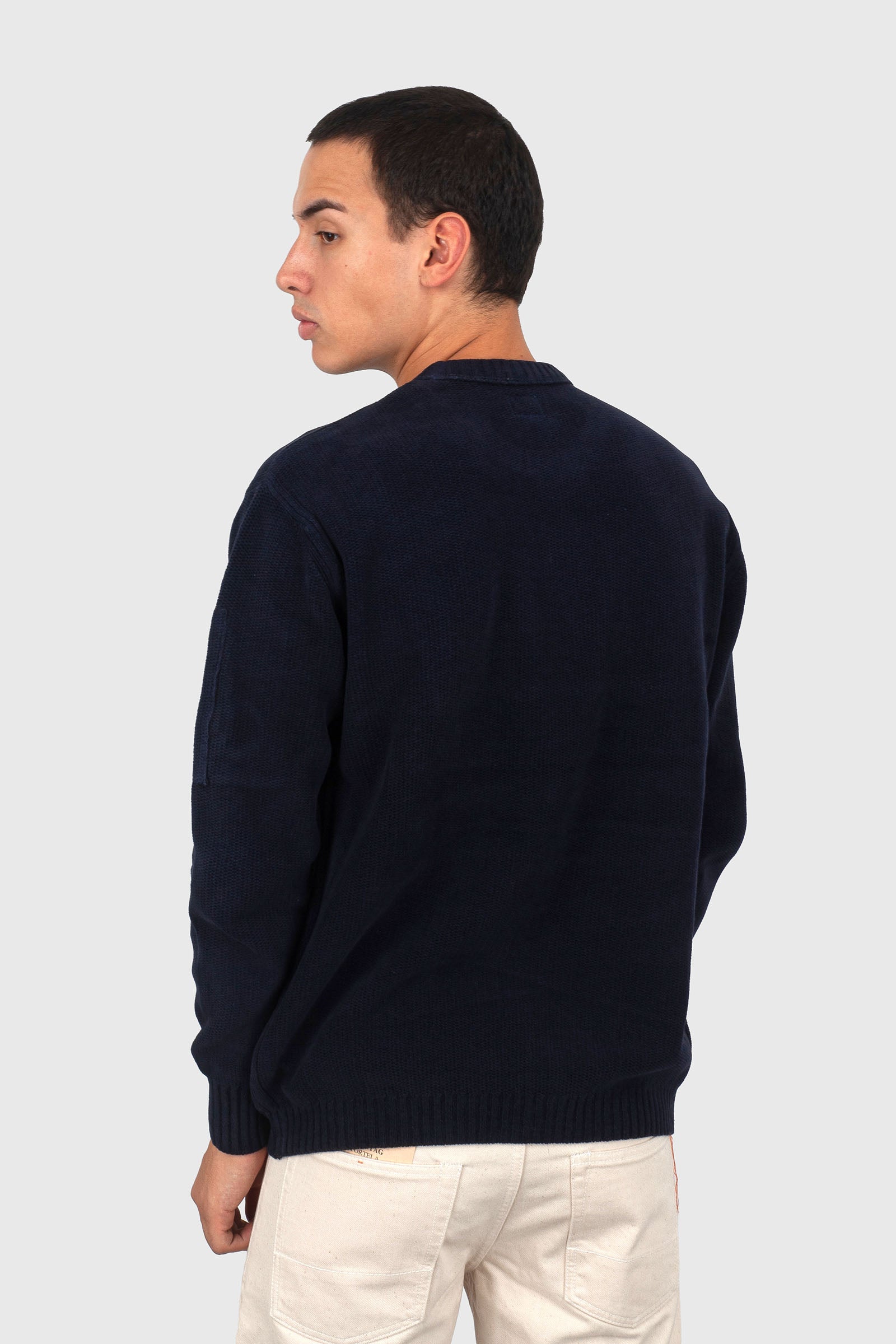 C.p. Company Maglia Cotton Chenille Crewneck Blu Uomo - 4