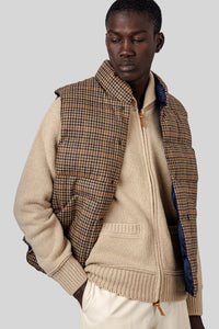 Sebago Gilet Webb Wool Pied De Poule Beige/blu Uomo sebago