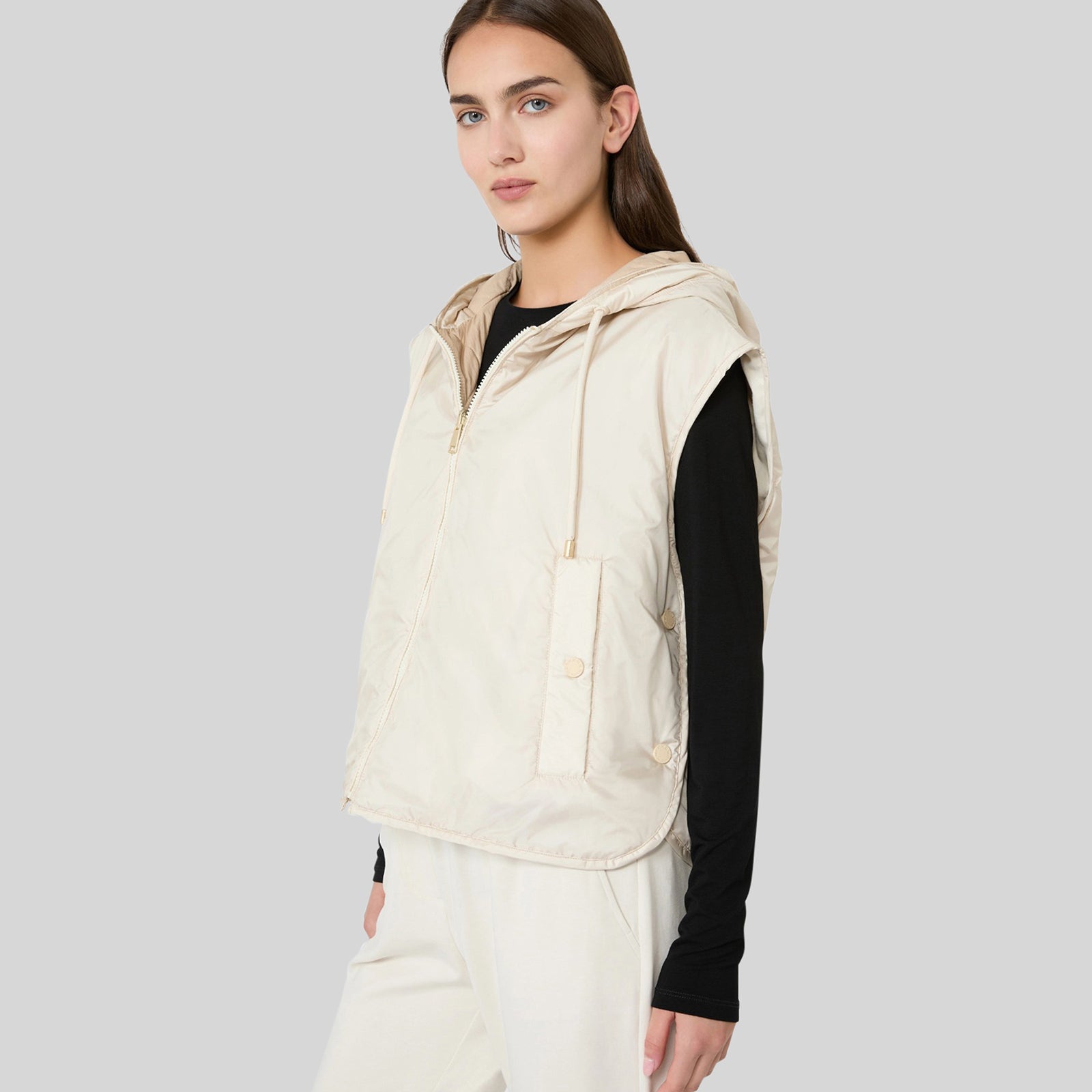 Accenni Reversible Padded Vest In Rainproof Canvas - 6