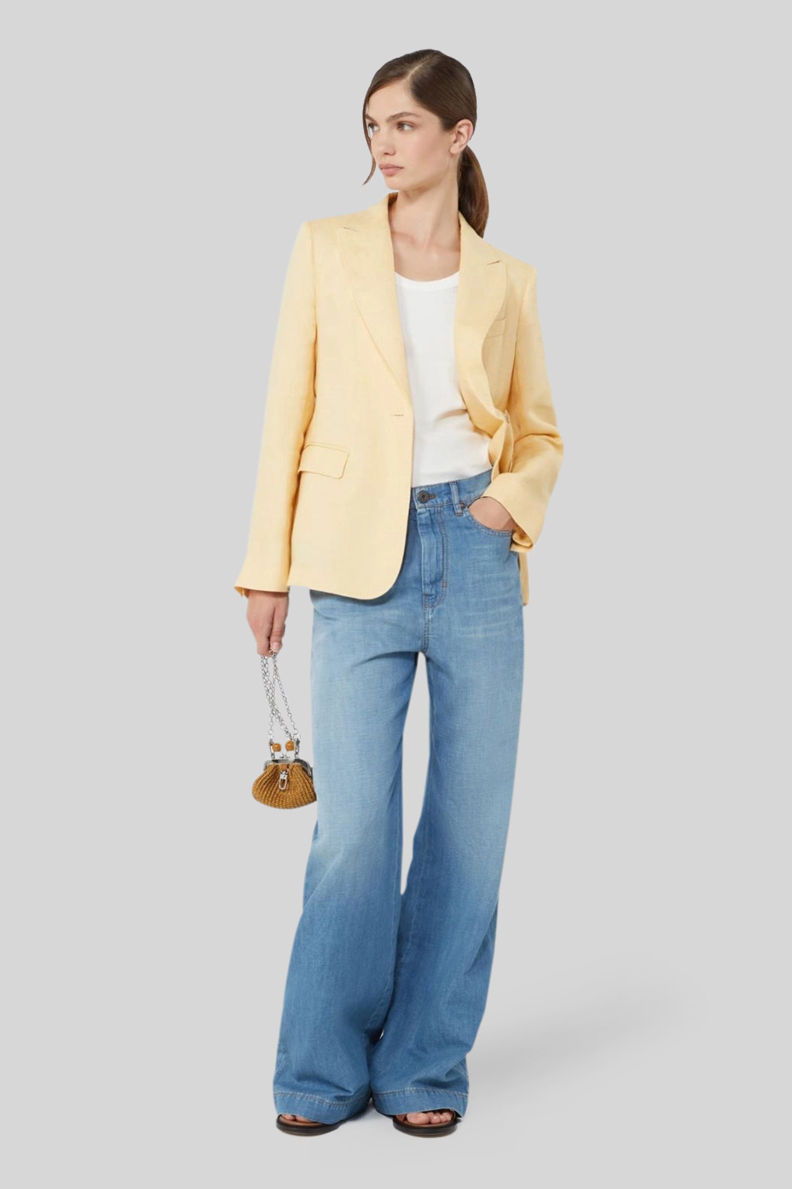 Max Mara Weekend Blazer In Canvas Di Lino Nalut Giallo Donna - 2