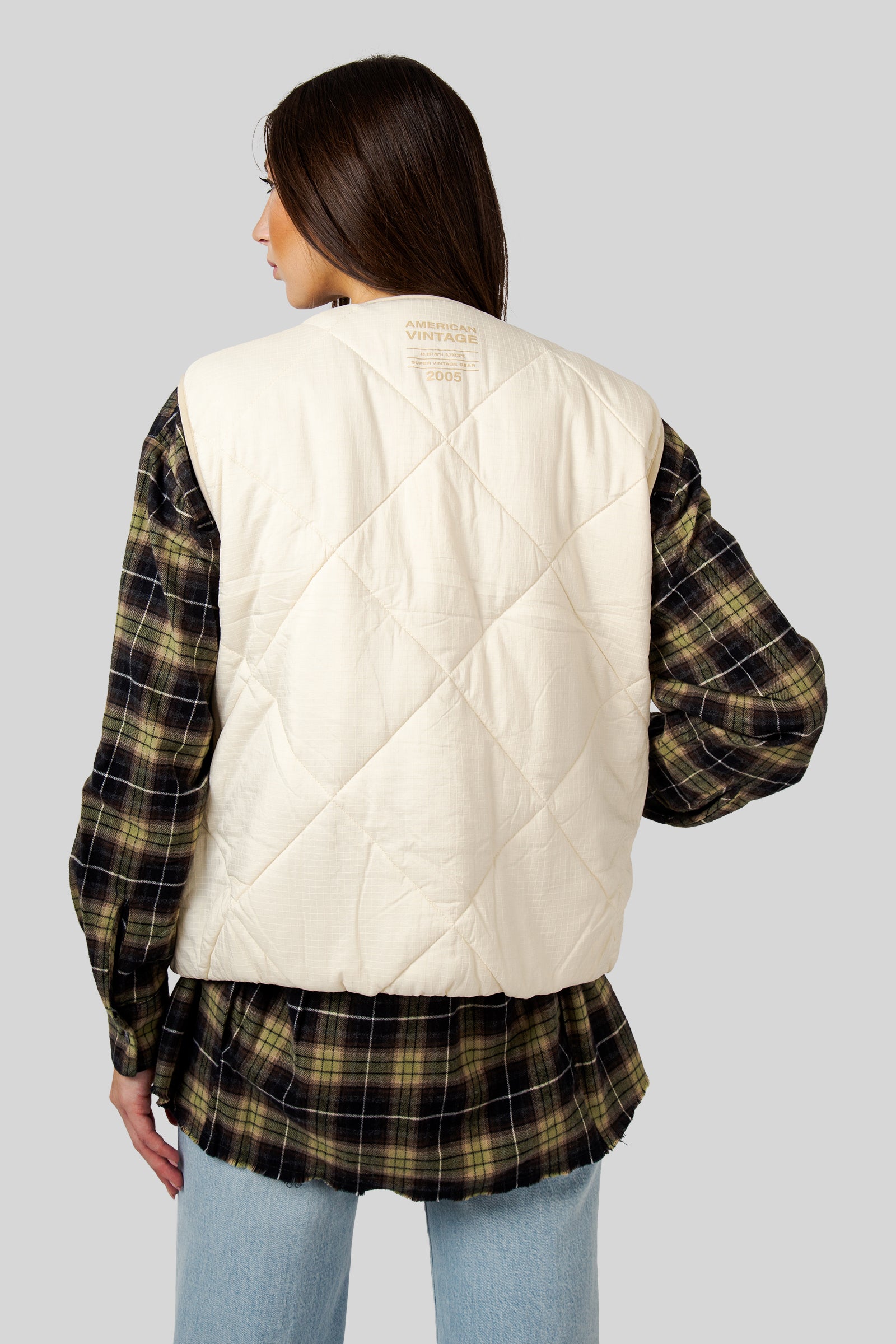 American Vintage Gilet Yupibam Crema Donna - 5