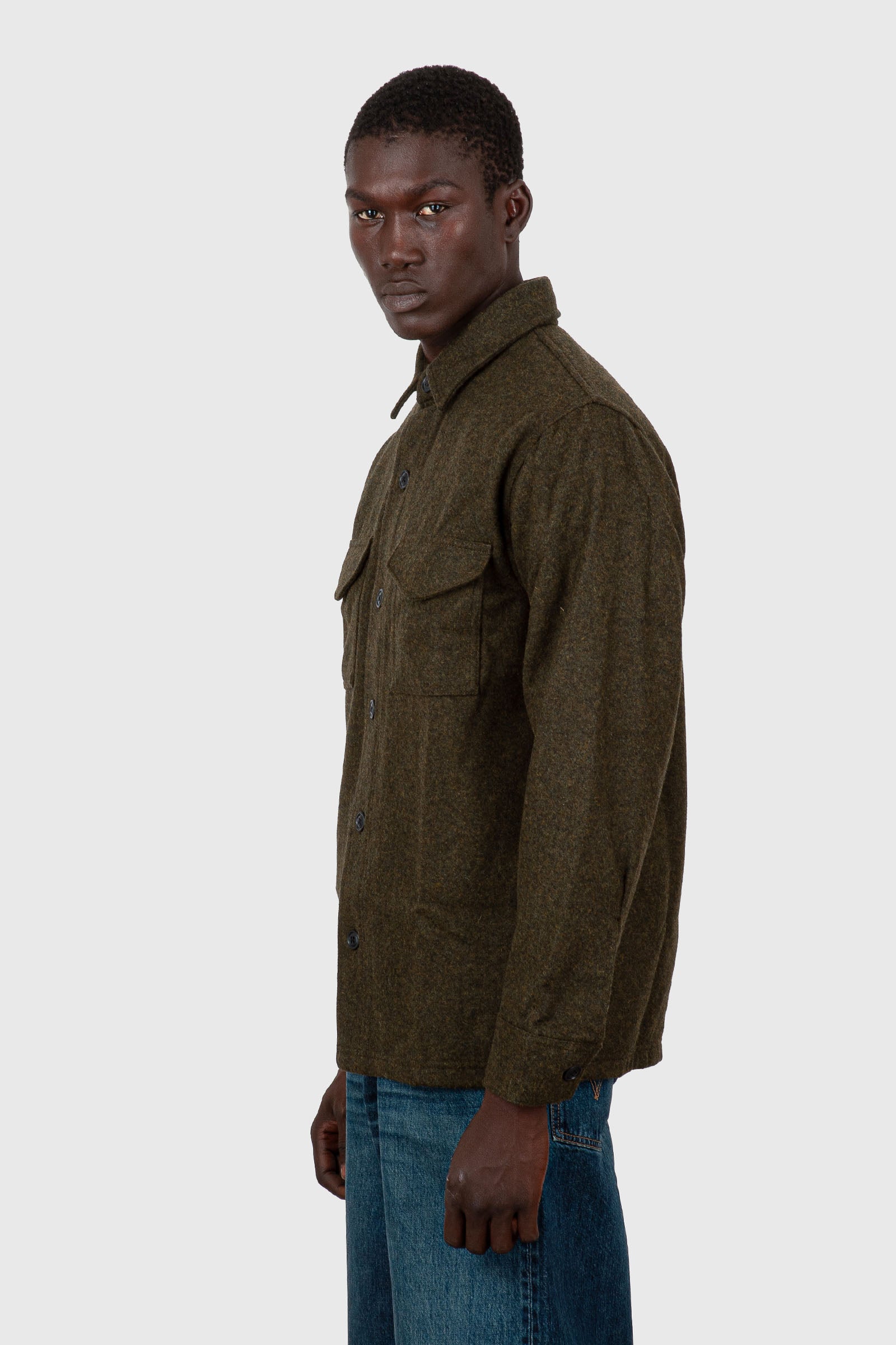 Filson Wool Jac-shirt Verde Militare Uomo - 3