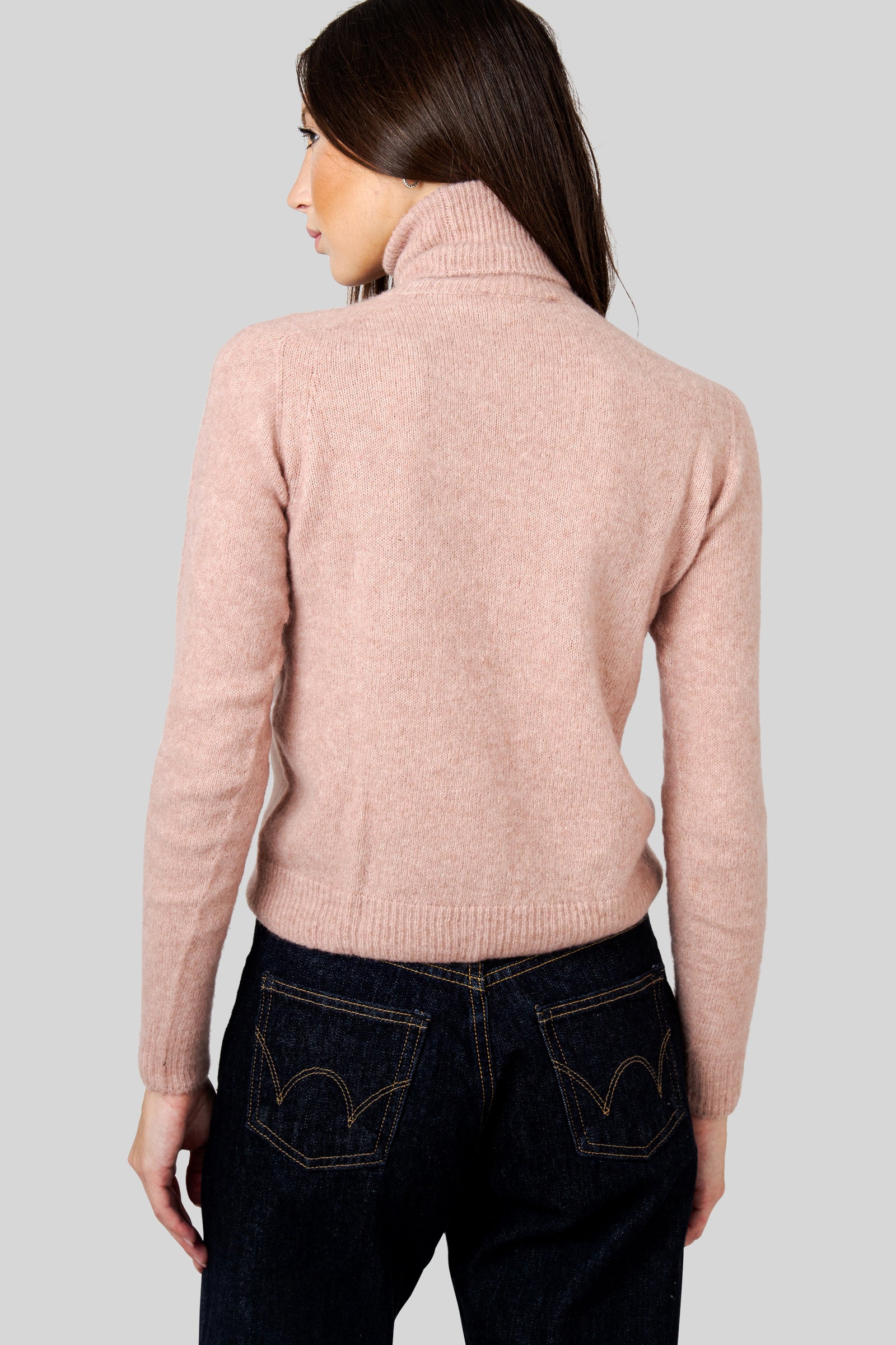 Roberto Collina Maglia Dolcevita Lana E Seta Rosa Antico Donna - 5