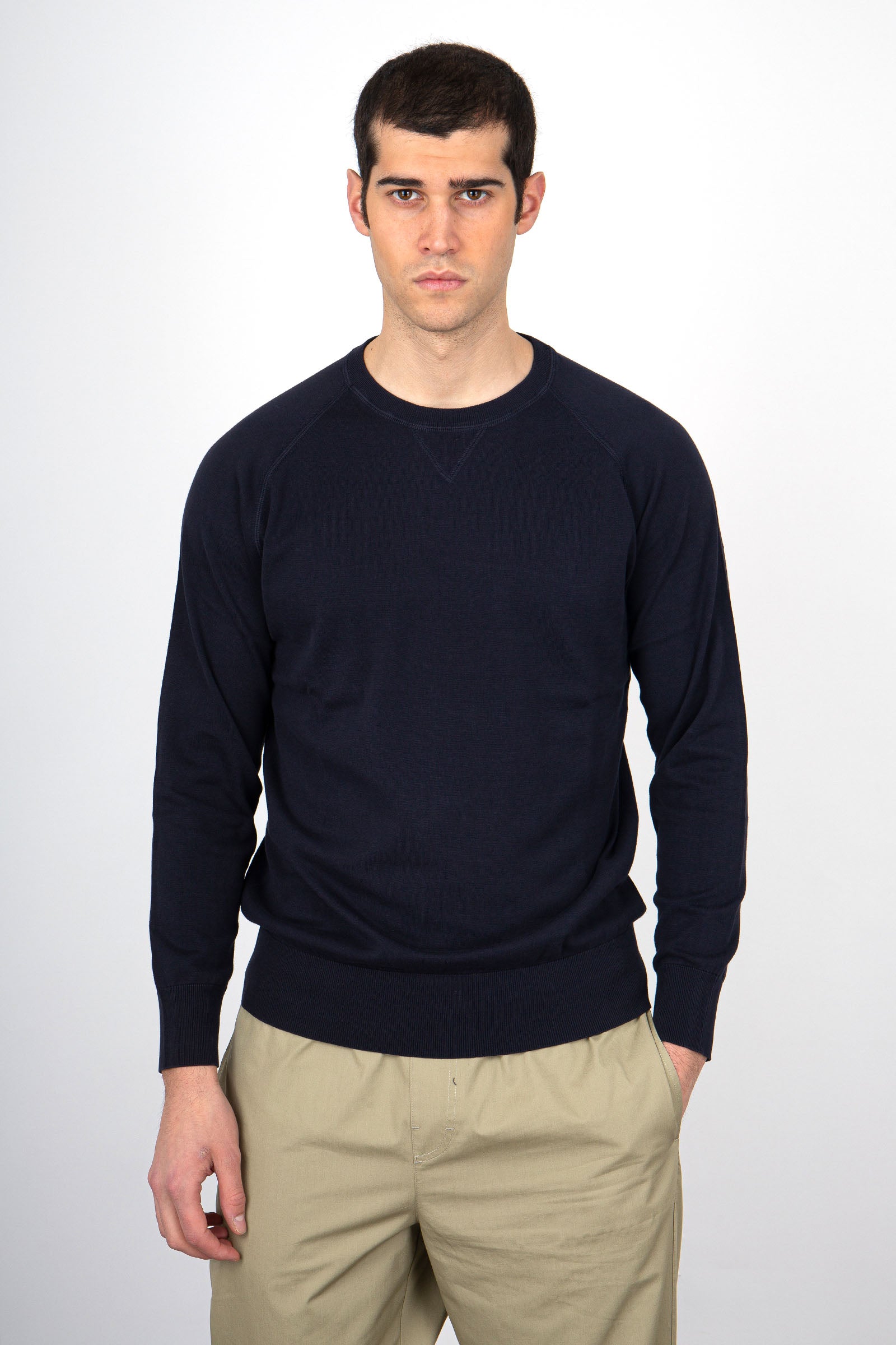 Aspesi Crewneck Cotton Sweater Blue - 3