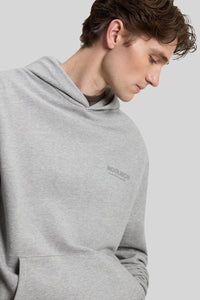 Woolrich Felpa Macro Logo Con Cappuccio Grigio Melange Uomo woolrich