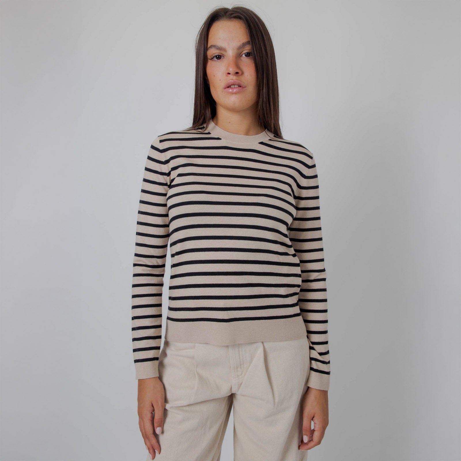 Weekend Max Mara Maglia Girocollo Riga Beige/nero Donna - 6