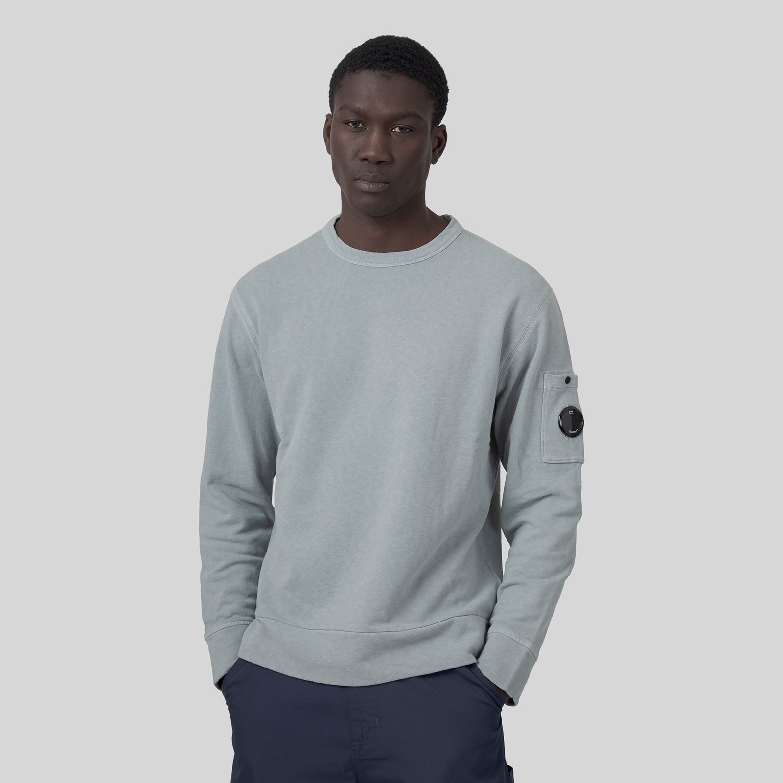 C.p. Company Felpa Crewneck Malfilé Celeste Uomo - 7