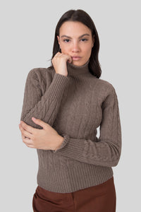 Grifoni Maglia Trecce Collo Alto Noce Donna grifoni