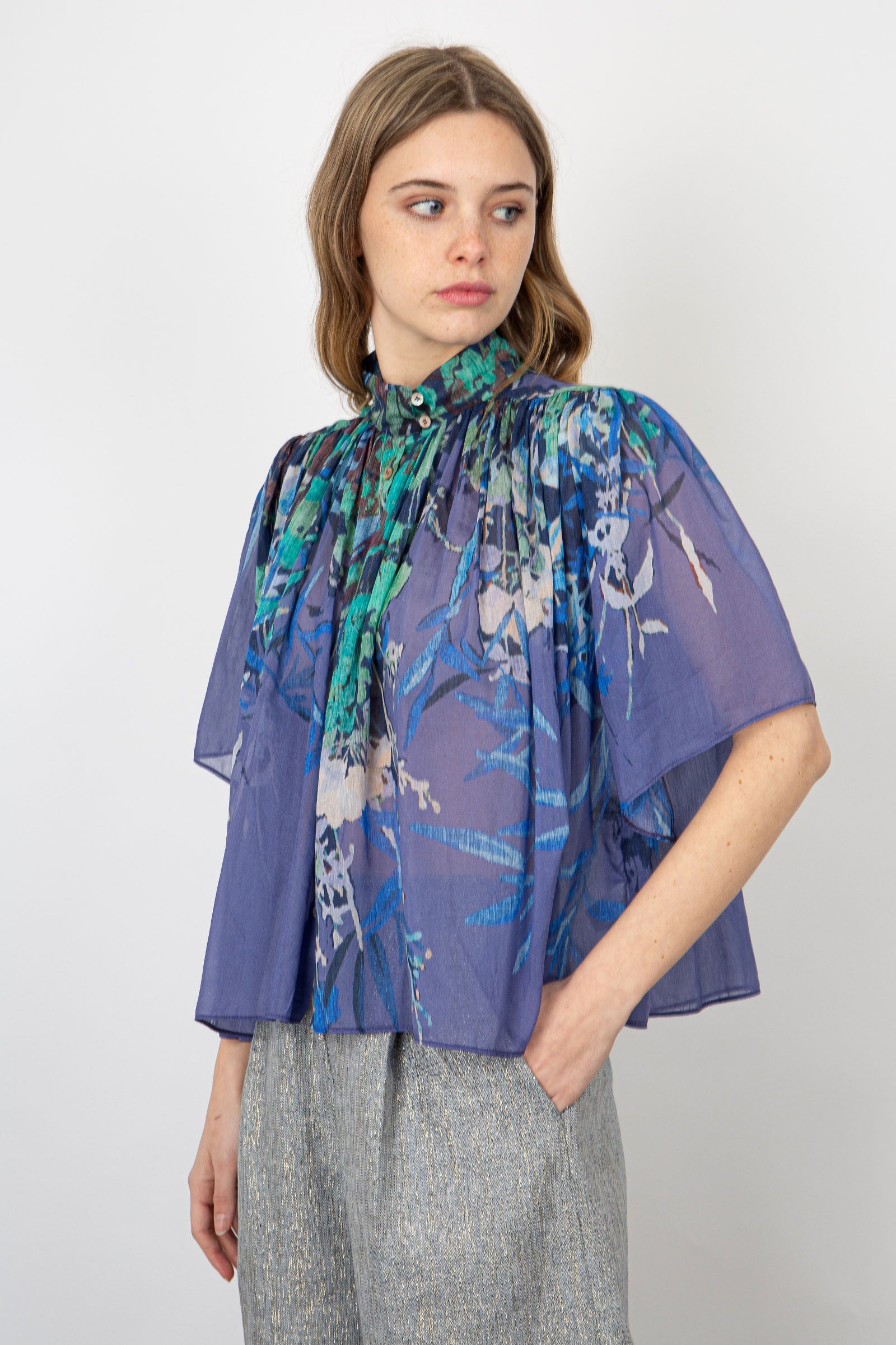 Forte Forte Cotton Voile Shirt in Purple with Print - 3