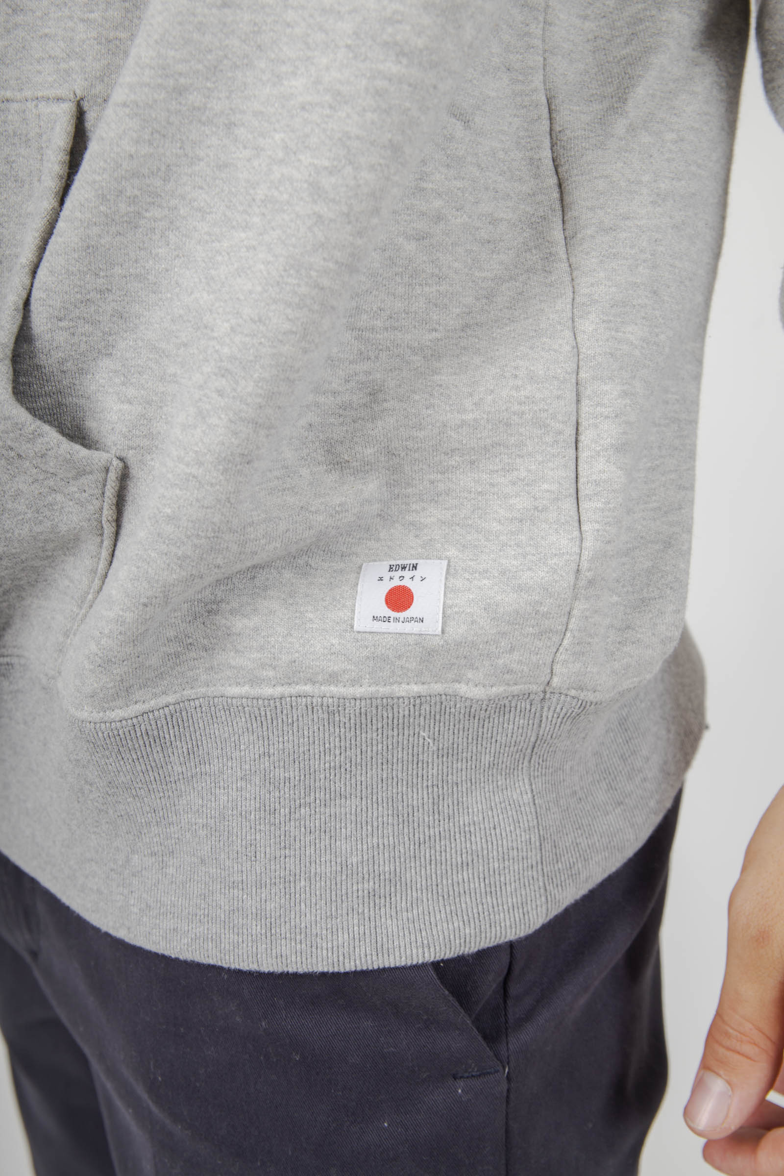 Edwin Felpa Raglan Hood Japan Grigio Uomo - 4