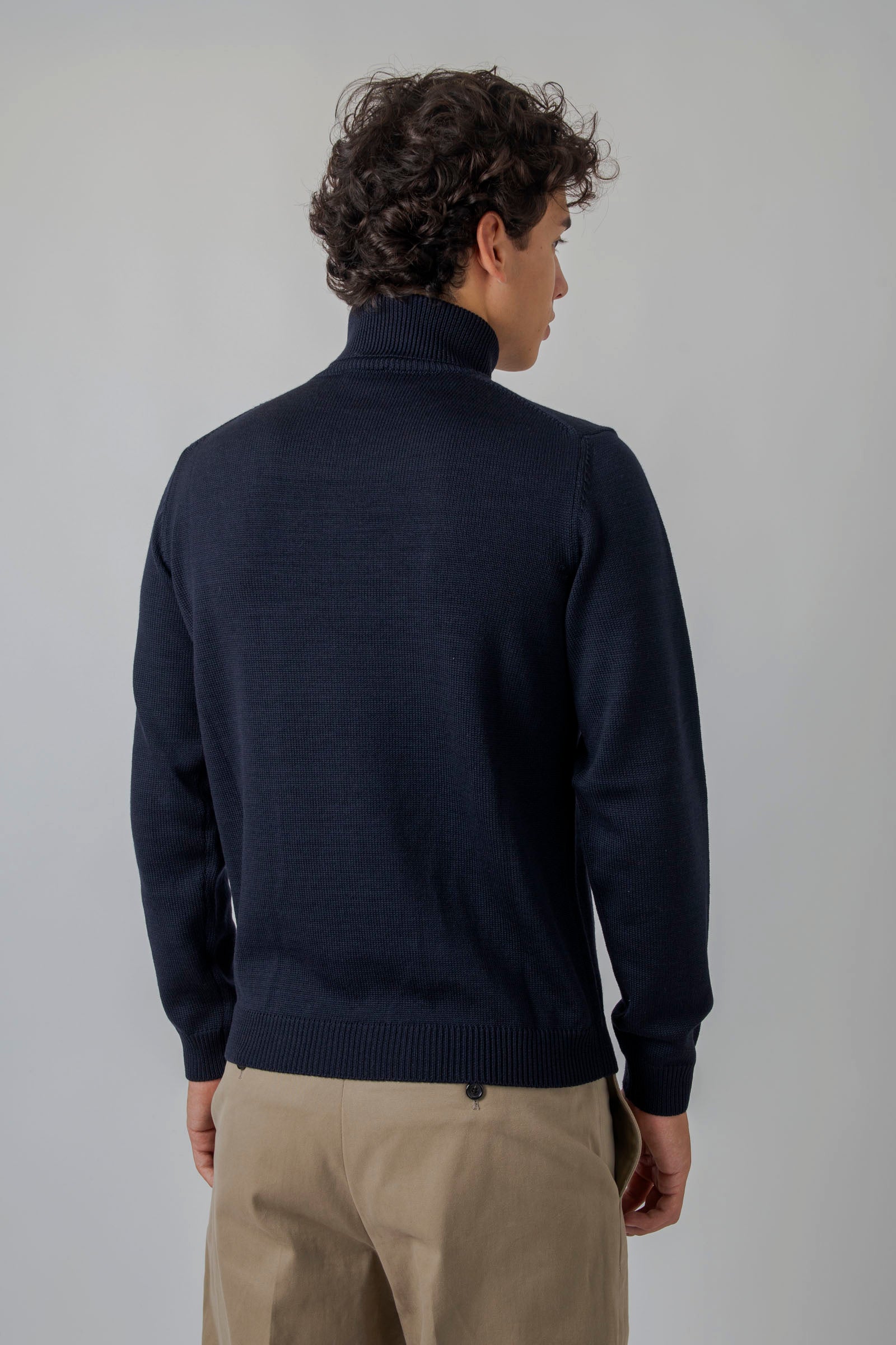 Roberto Collina Maglia Dolcevita Blu Uomo - 4