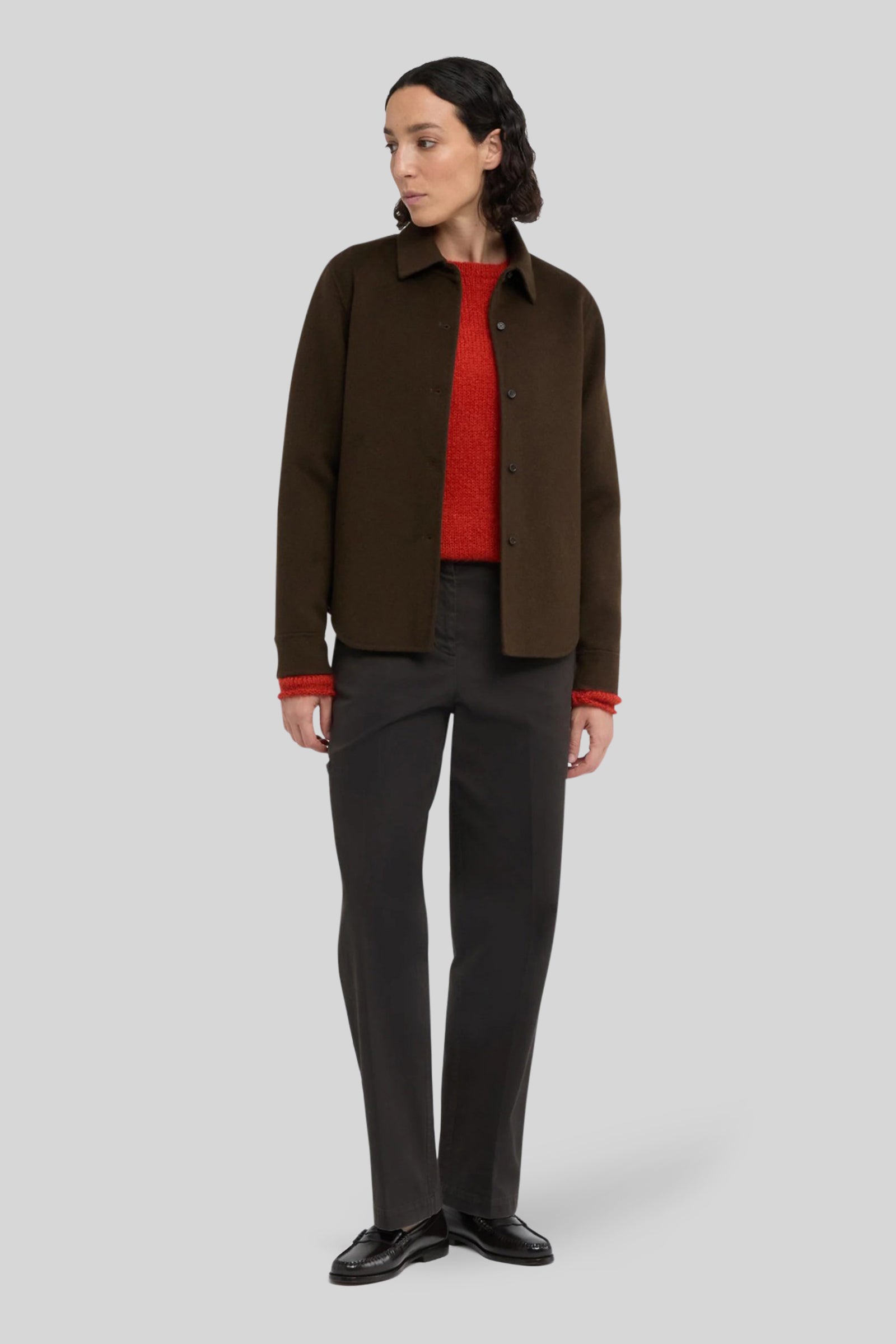 Aspesi Camicia In Double Di Lana Effetto Beaver Marrone Donna - 2