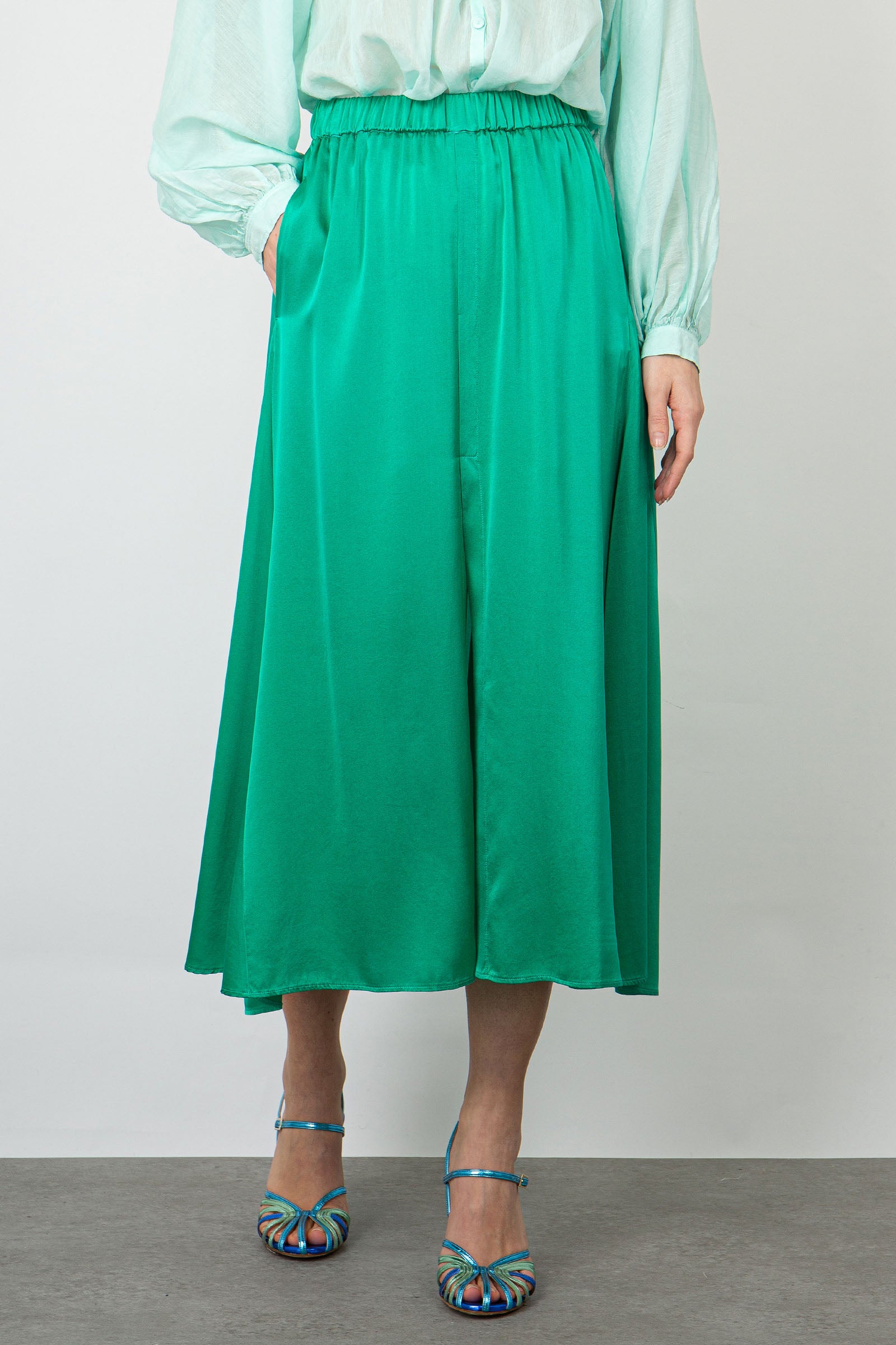 Forte Forte Skirt Elastic Silk Satin Stretch Emerald Green - 1