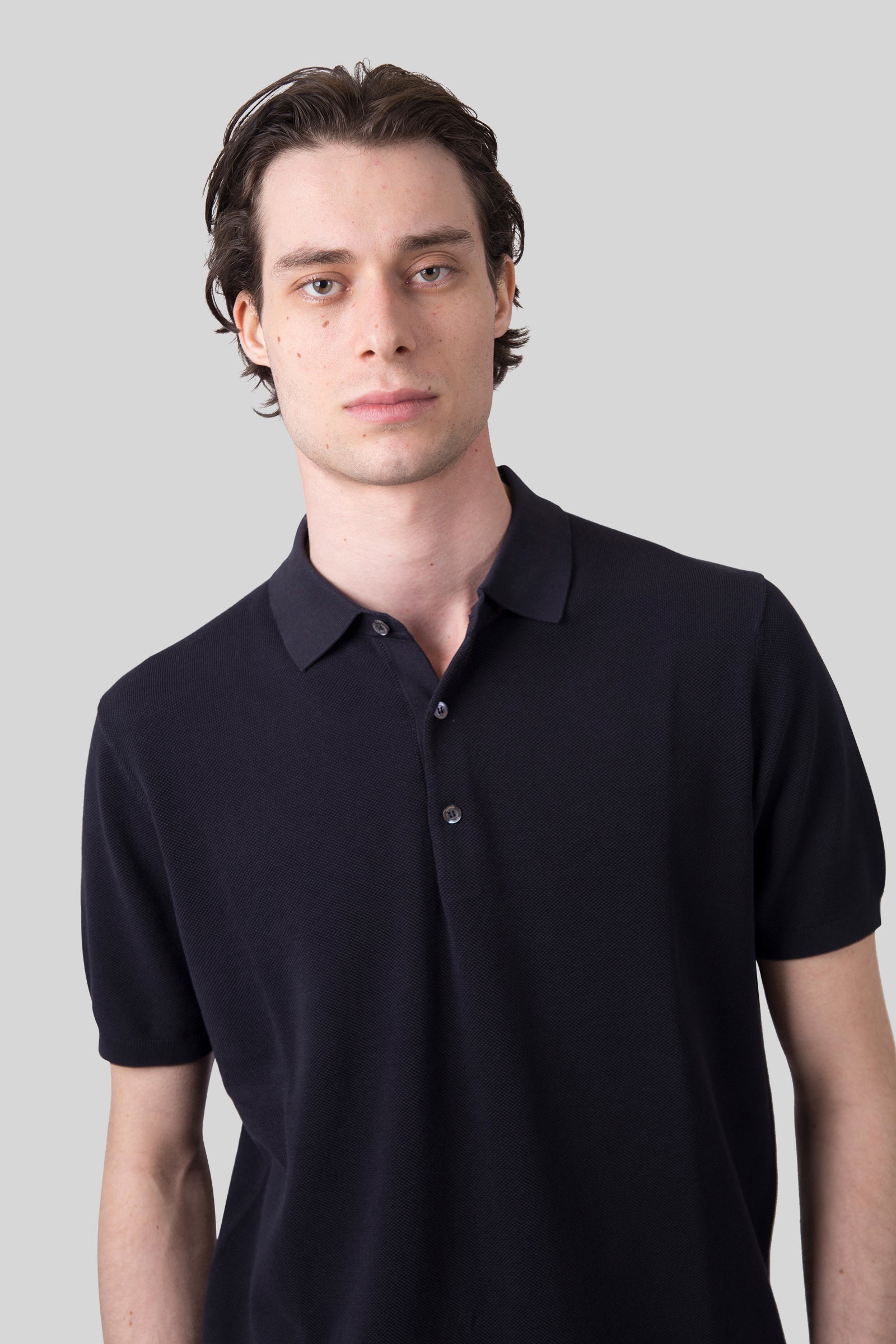 Piquet Stitch Cotton Polo Shirt - 1